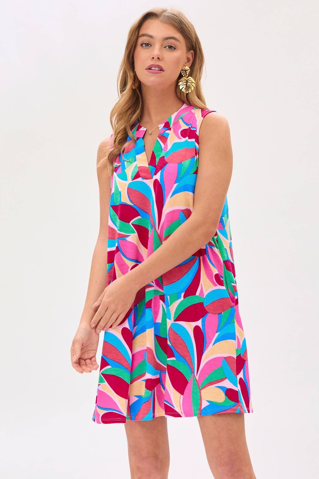 Lizzy Pleated Tank Dress by Dear Scarlett / Royal Multi - BFF Here