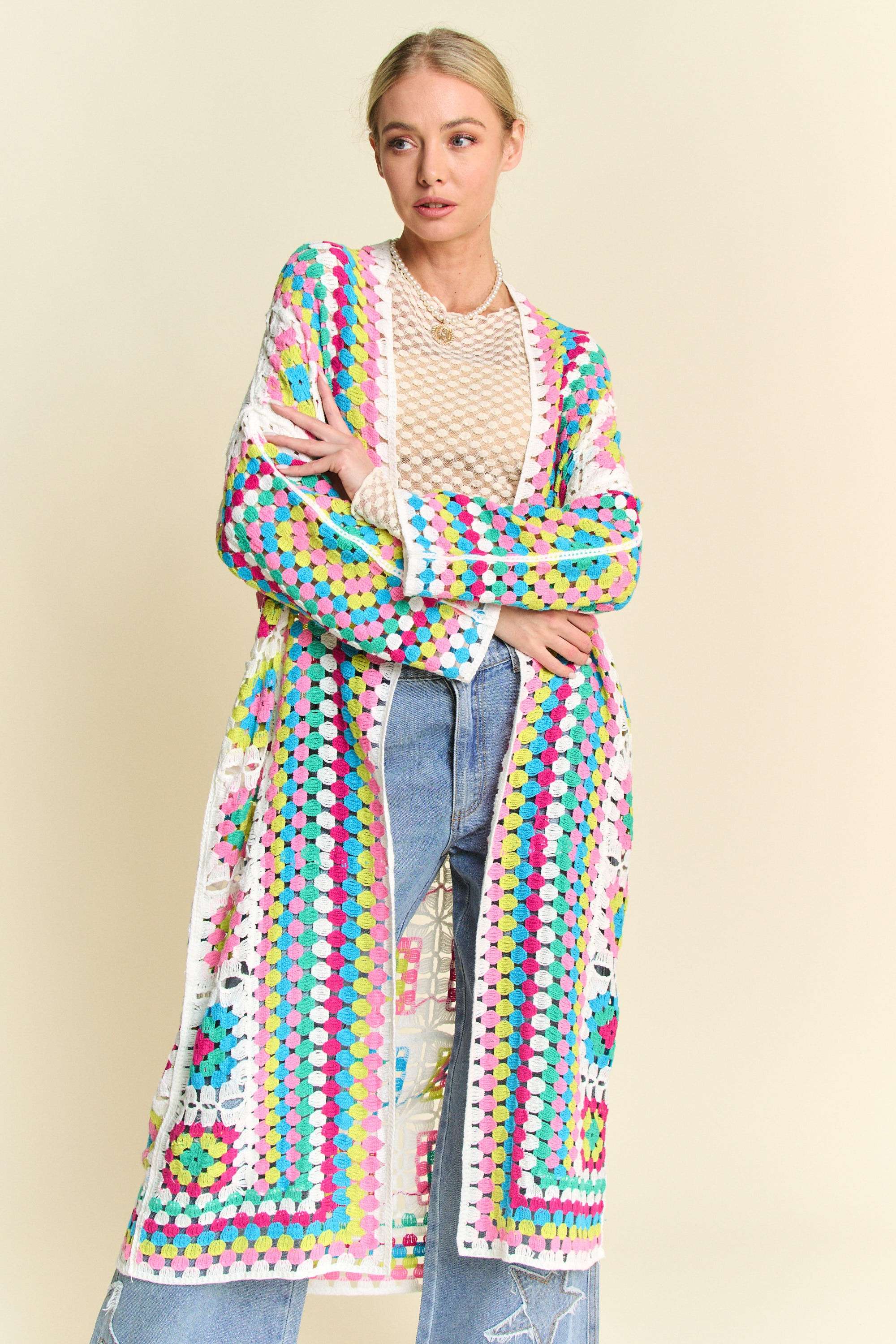 Colorburst Crochet Duster Cardigan - BFF Here