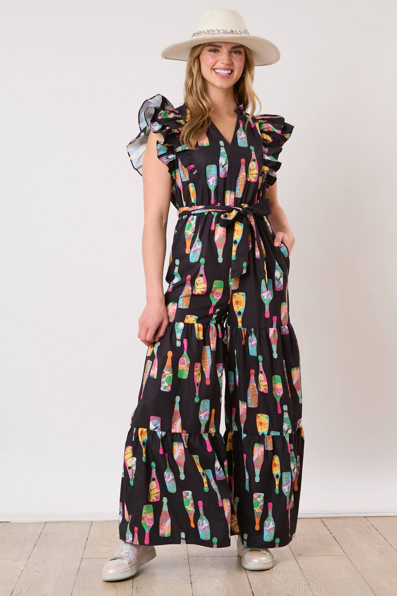 Cheers & Chic: Festive Bottle Jumpsuit - BFF Here