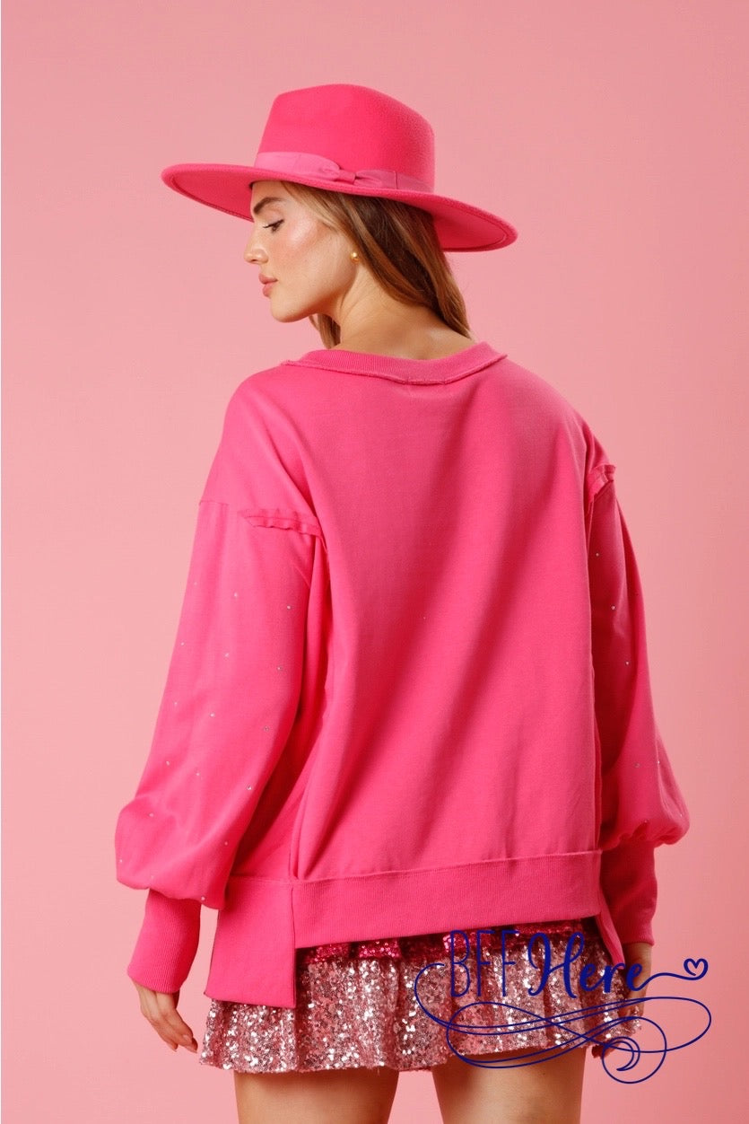 Sparkle & Shine: Rhinestone Heart Pullover - BFF Here