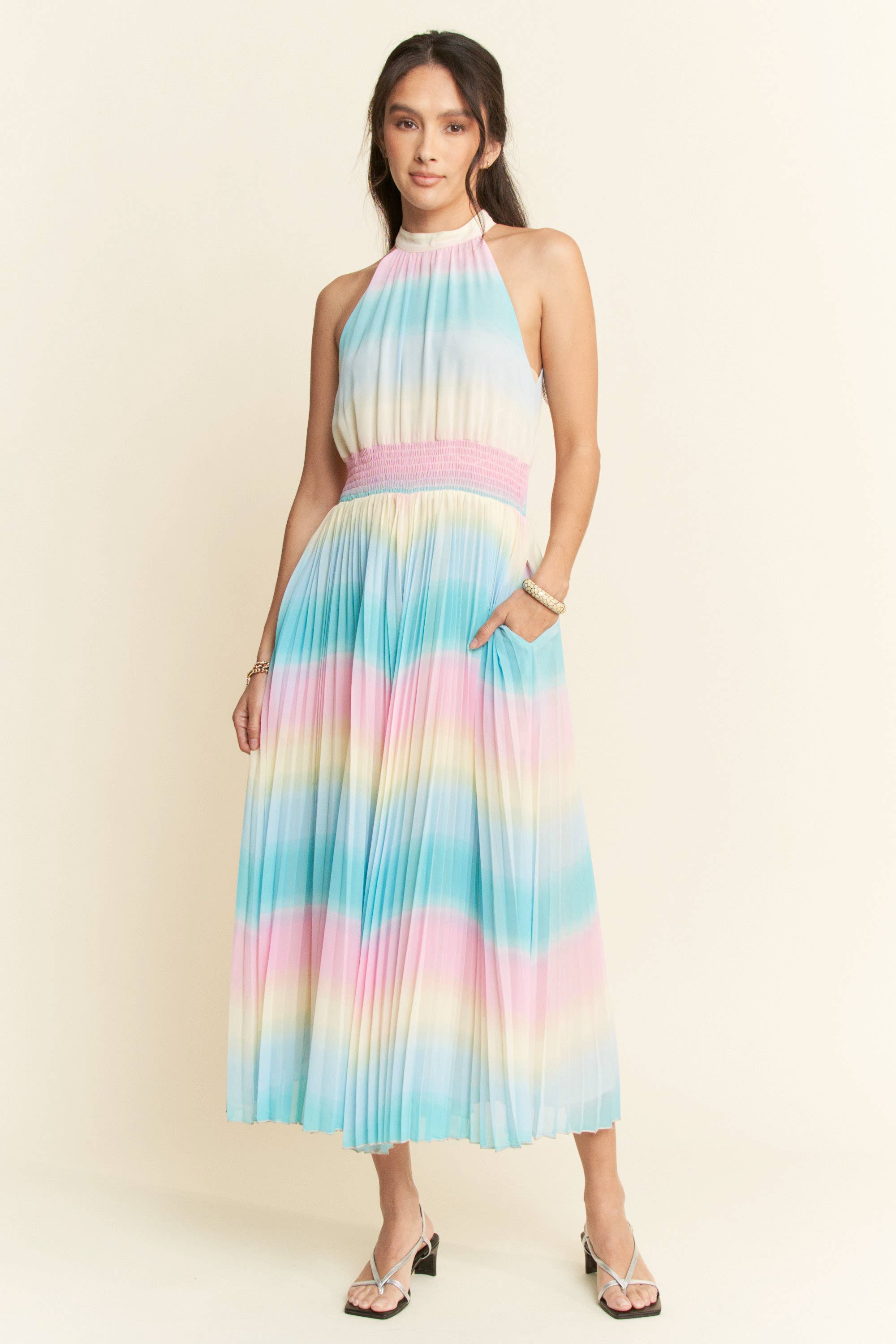 Pastel Dreams Pleated Maxi Dress - BFF Here
