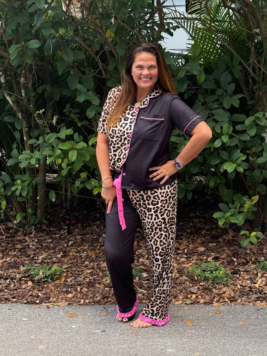 Double Take Leopard Ruffle Pajama Set by Jess Lea - BFF Here