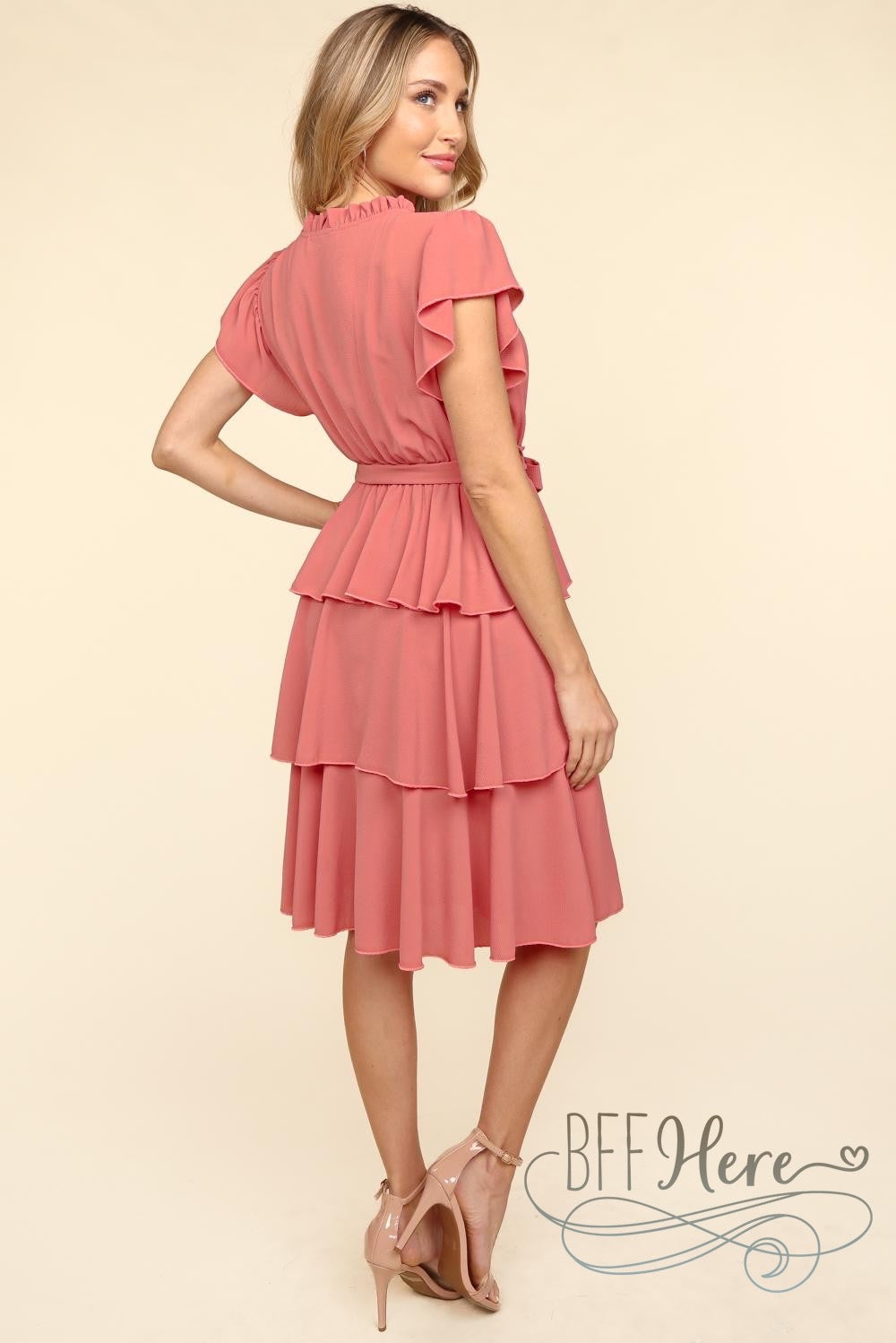 PREORDER: Mauve Majesty: Cascading Ruffles Midi Dress (Ships End of May) - BFF Here