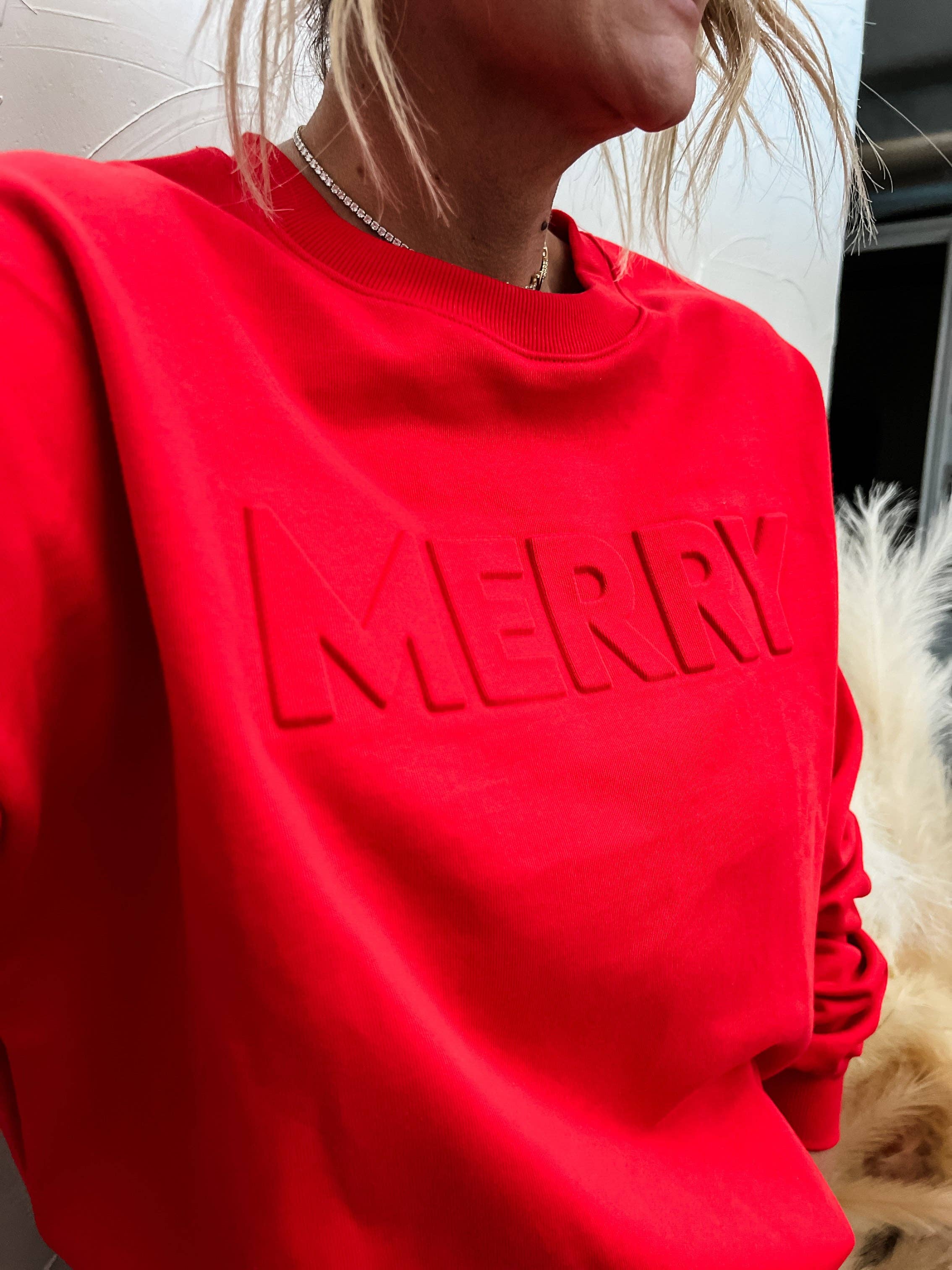 Merry Embossed Sweatshirt - BFF Here