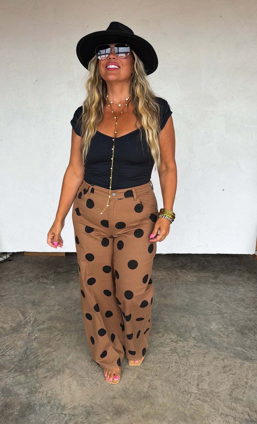 PREORDER: Mocha Dot Denim Jeans by Blakeley (ETA: September)