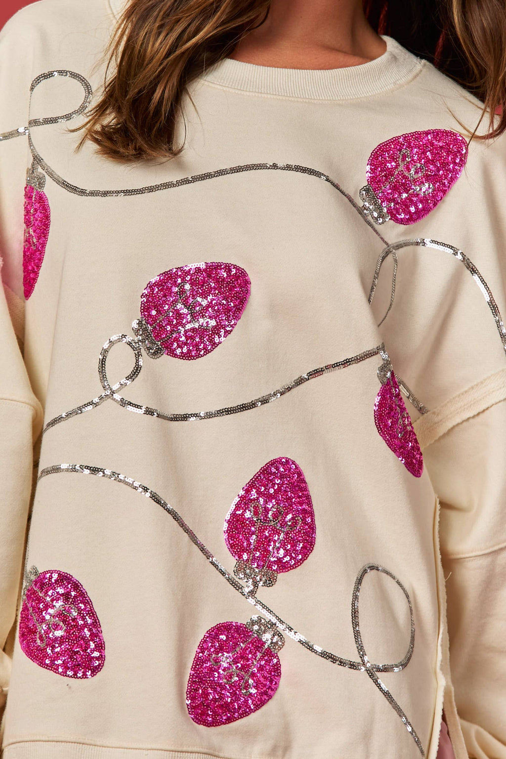 Festive Lights Sequin Sweatshirt / Choice of Color - BFF Here