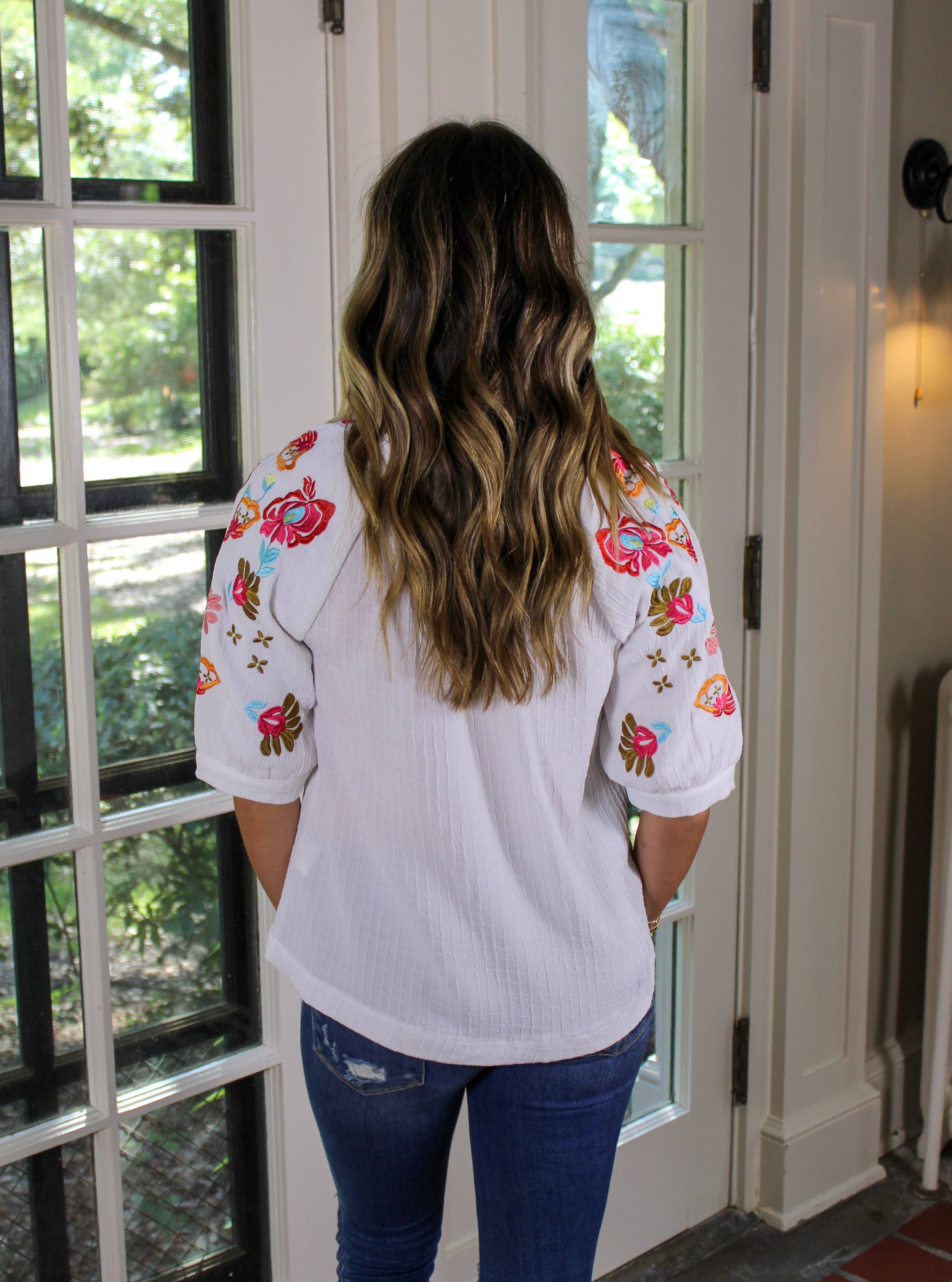 Floral Fiesta Vibes Embroidered Blouse - BFF Here