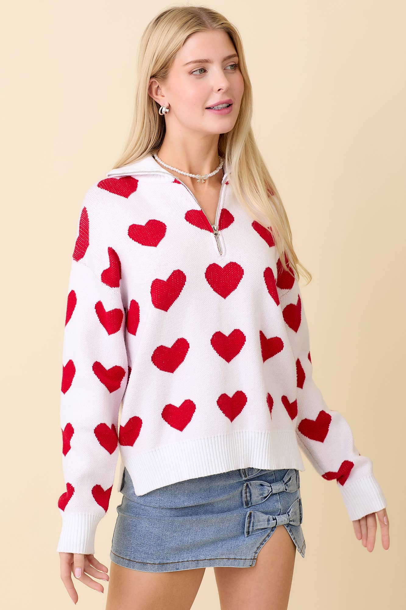 Love Struck Half-Zip Sweater - BFF Here
