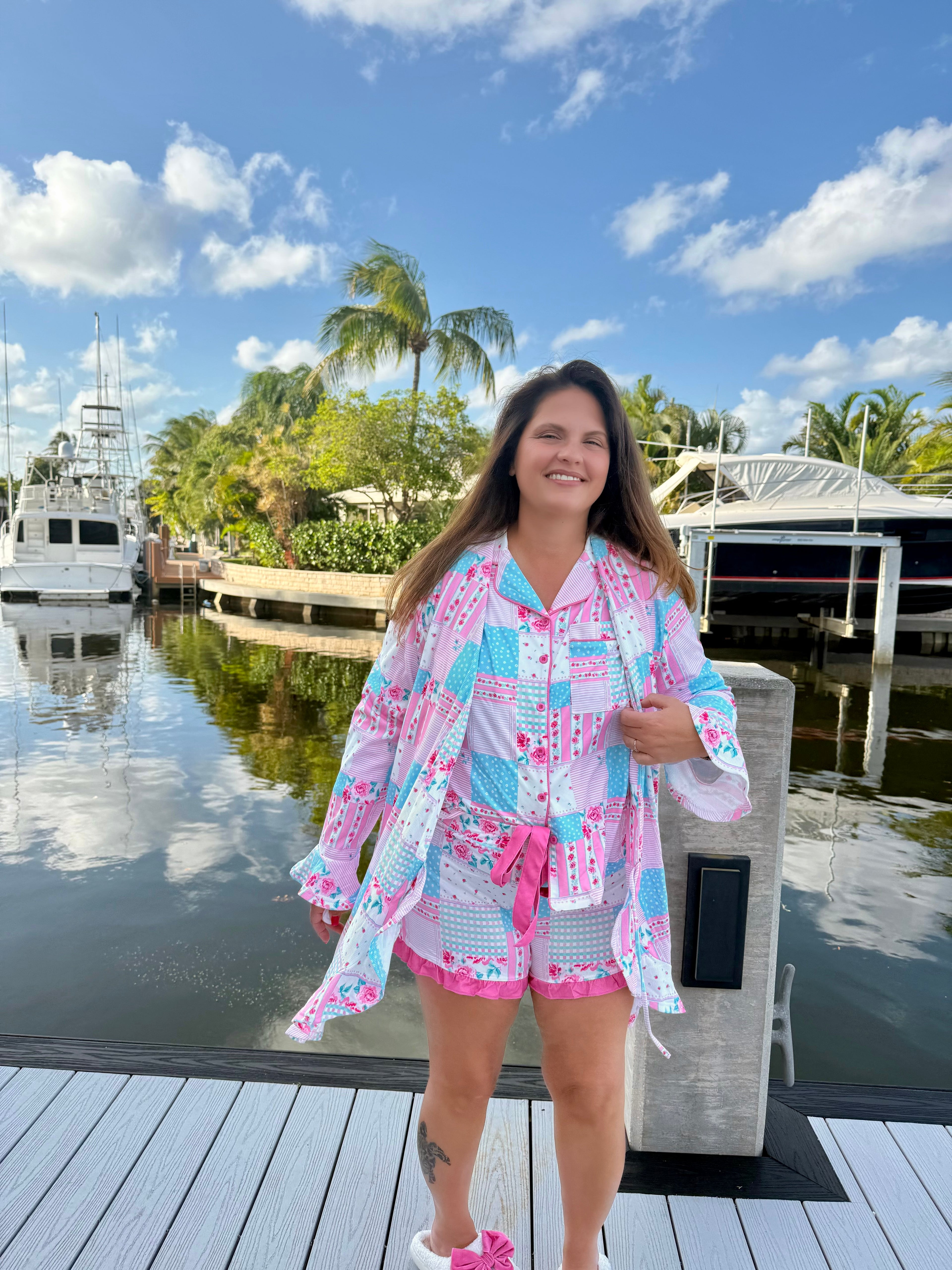 Almost Ready Ribbed Robe by Jess Lea / Pink Heirloom Patchwork - BFF Here