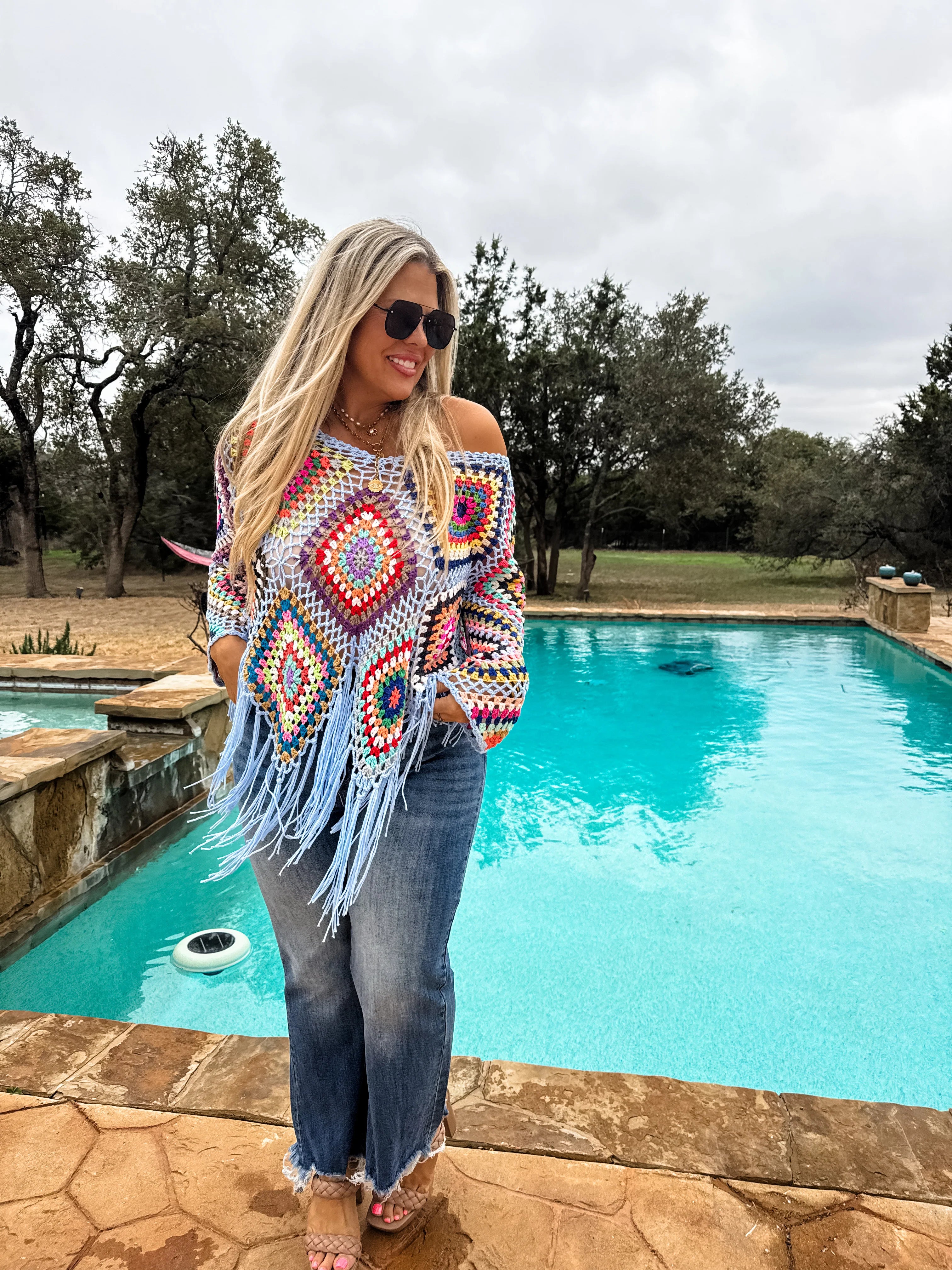 Boho Crochet Knit Top by Blakeley / Choice of Color - BFF Here