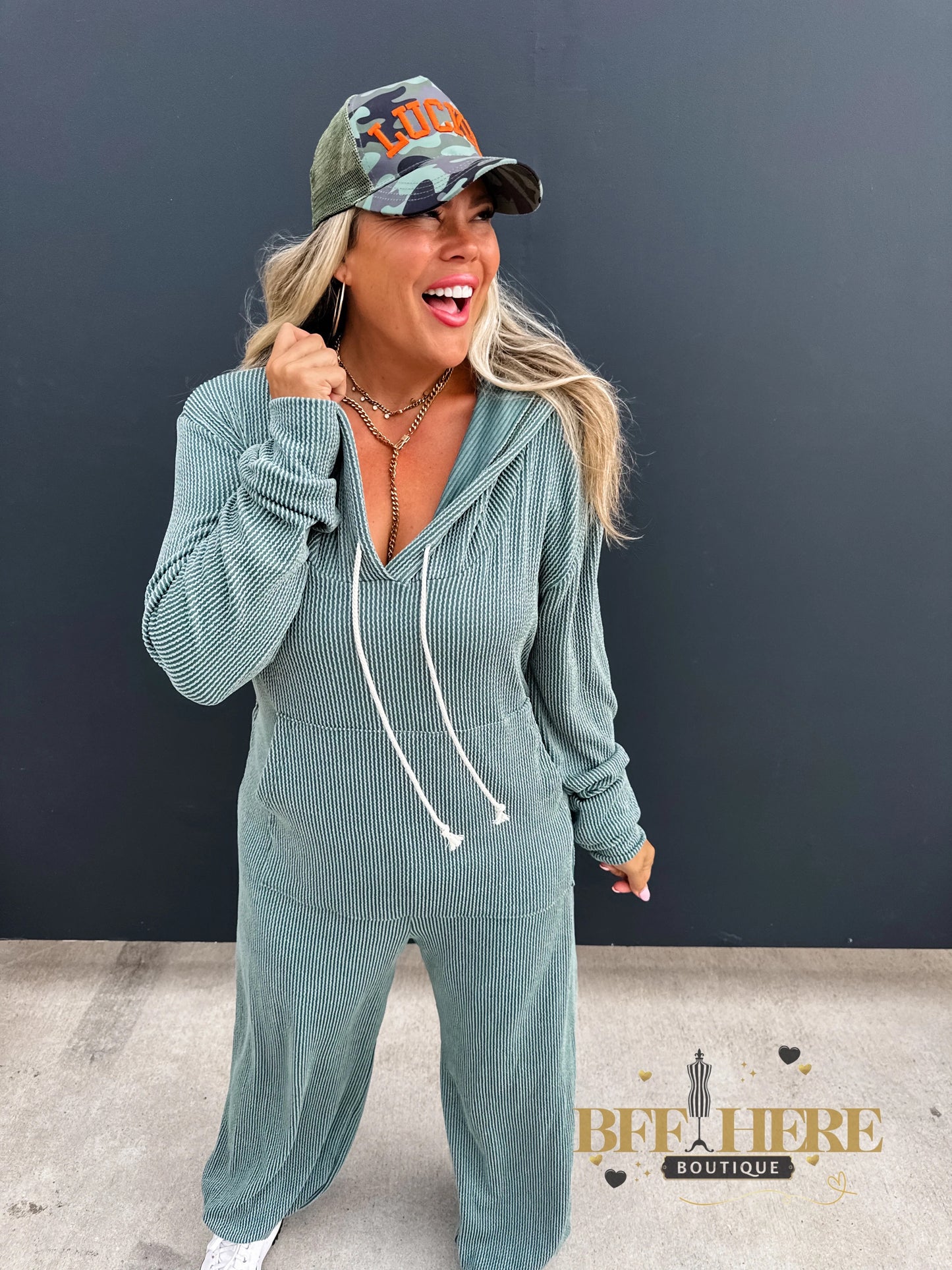 PREORDER: Hayden Ribbed Hoodie Jumpsuit by Blakeley (Ships Middle of November)