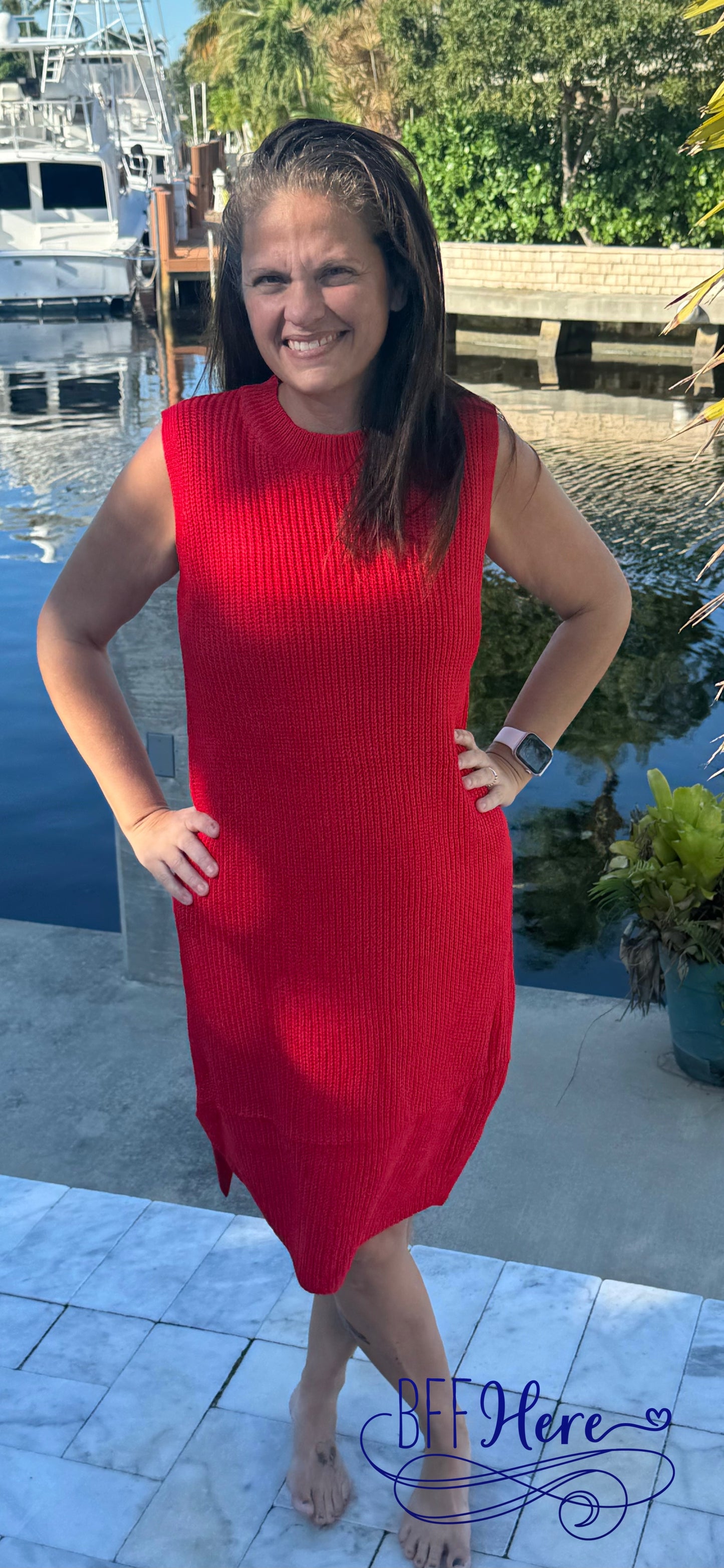 Cozy Crimson: Classic Red Sweater Dress - BFF Here