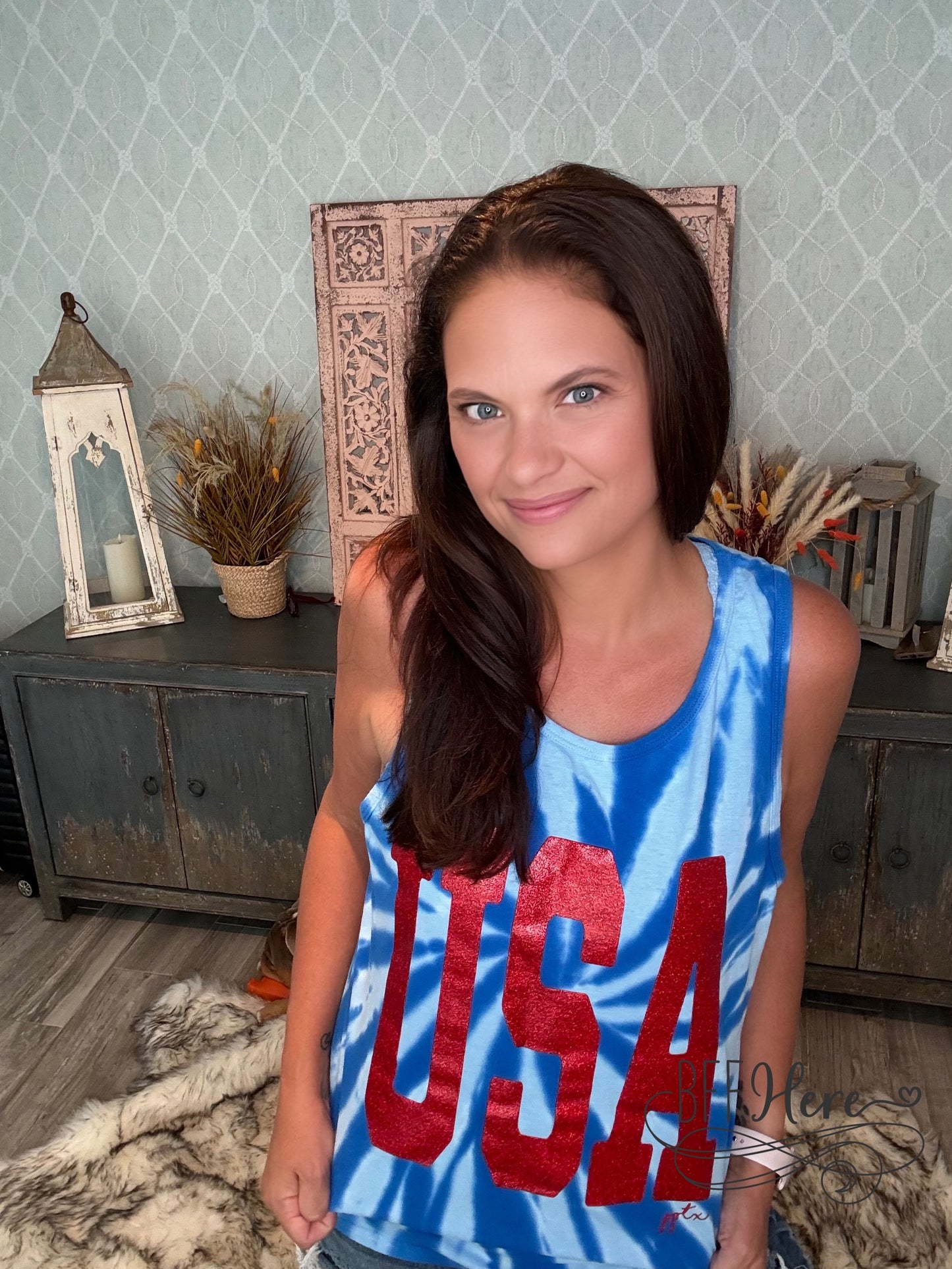 Star-Spangled Glitter Tank - A Patriotic Splash - BFF Here