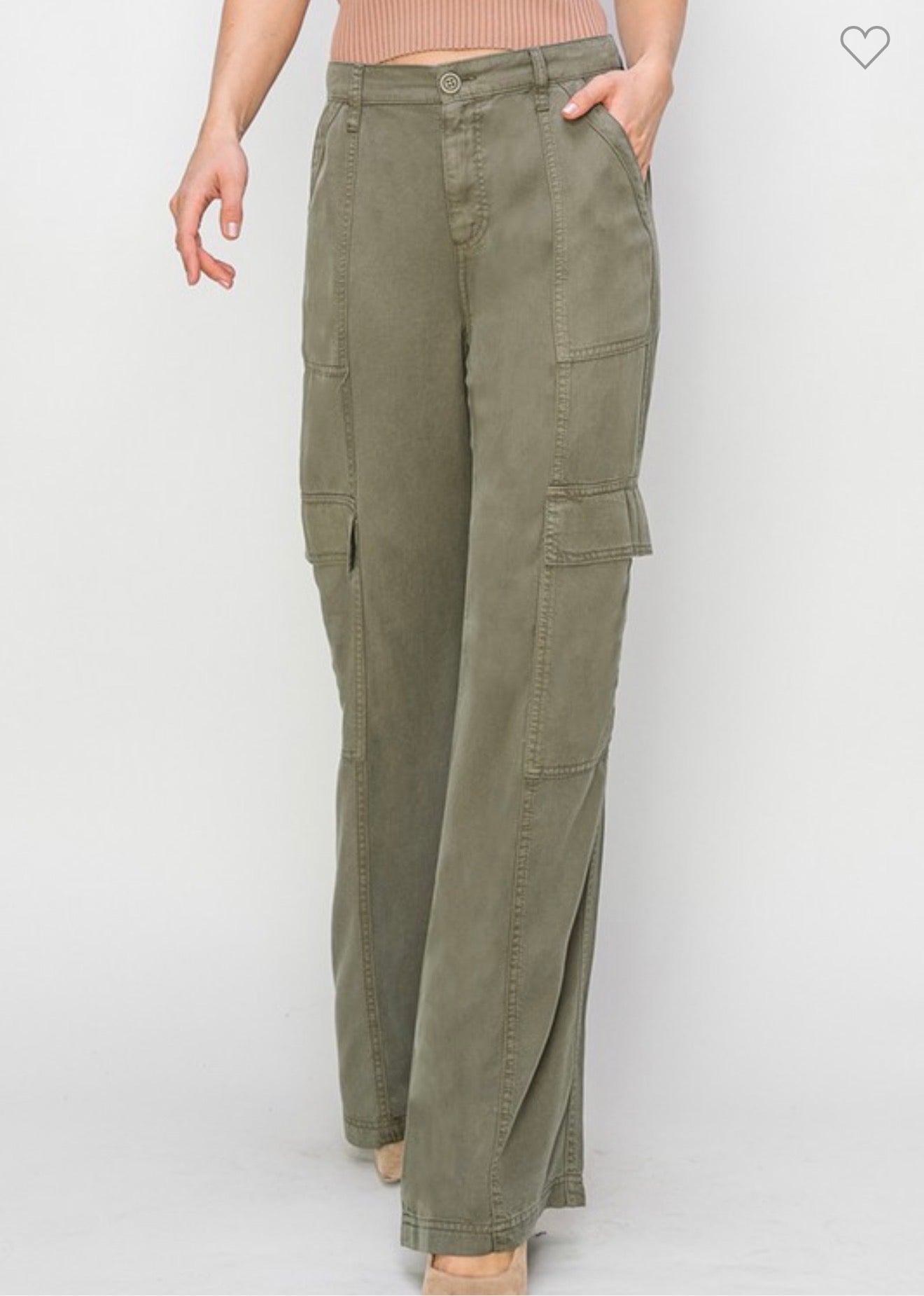 Tencel Wide Leg Cargo Pants by Risen Jeans (Ships 2-3 weeks) - BFF Here