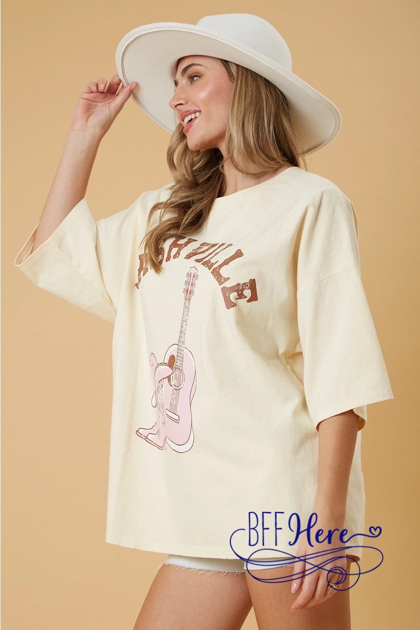 PREORDER: Music City Chic: Nashville Oversized Tee / Choice of Color (Ships Middle of March) - BFF Here