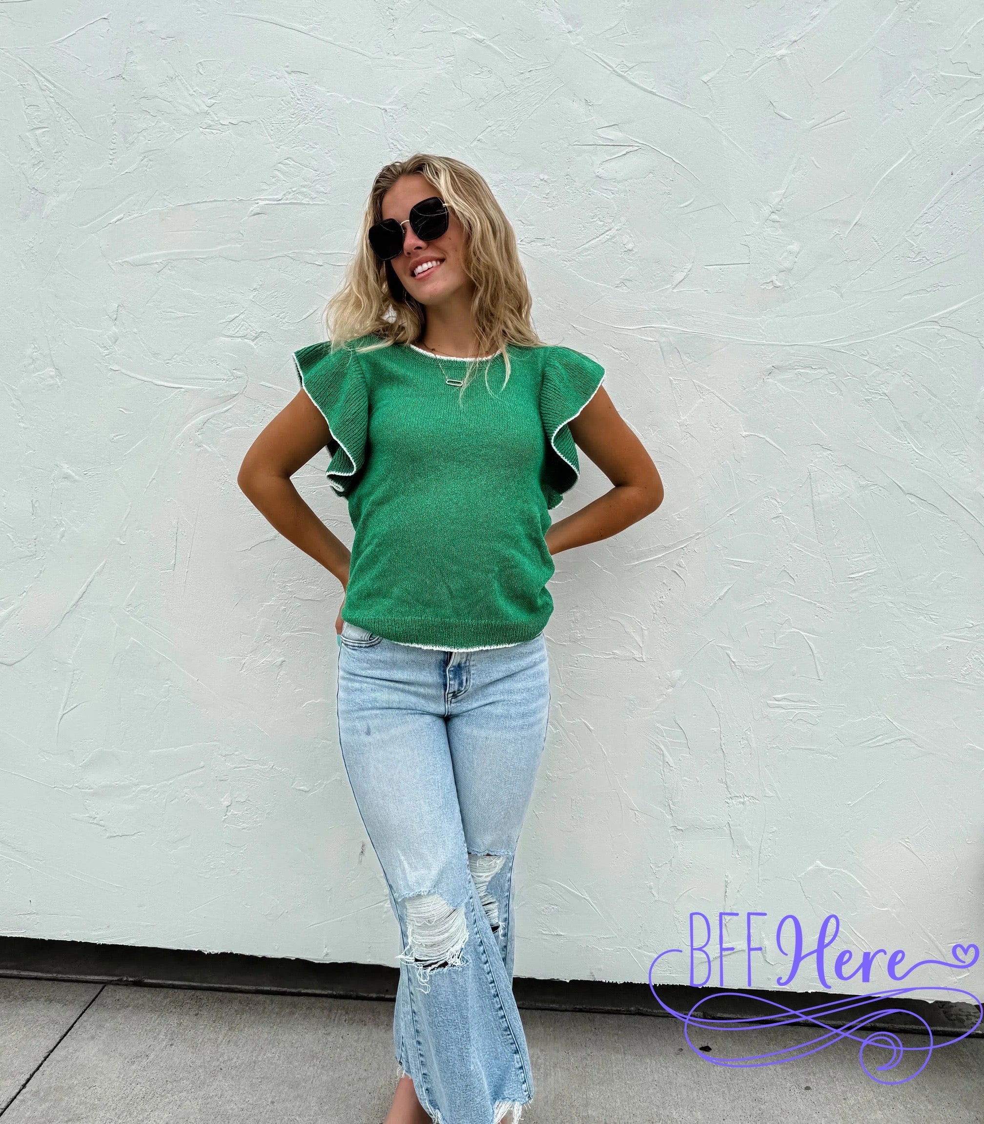 PREORDER: Chic Frills: Ruffle Sleeve Knit Top / Choice of Color by Jodifl (Ships Beginning of April) - BFF Here