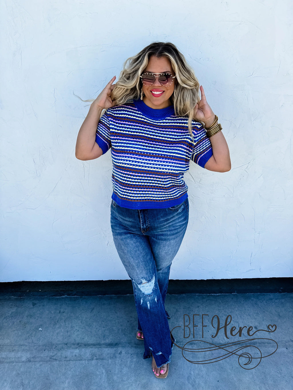 PREORDER: Striped Serenity: Soft Knit Top / Choice of Color by Blakeley (Ships Middle of April) - BFF Here