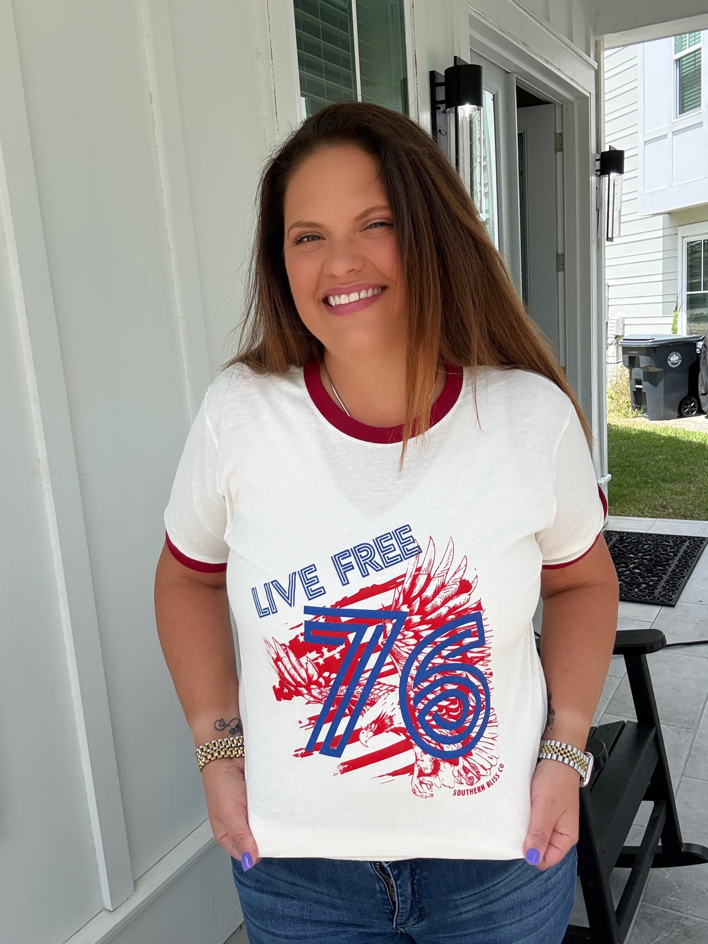 Live Free 1776 Ringer Tee by Southern Bliss (ARRAY) — Ships 2-3 weeks - BFF Here