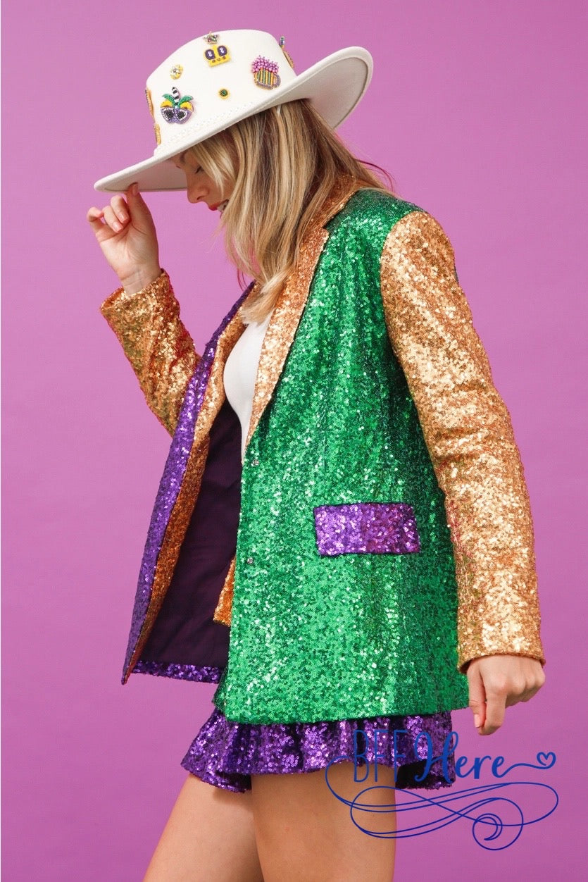 Masquerade Magic: Mardi Gras Sequin Blazer - BFF Here