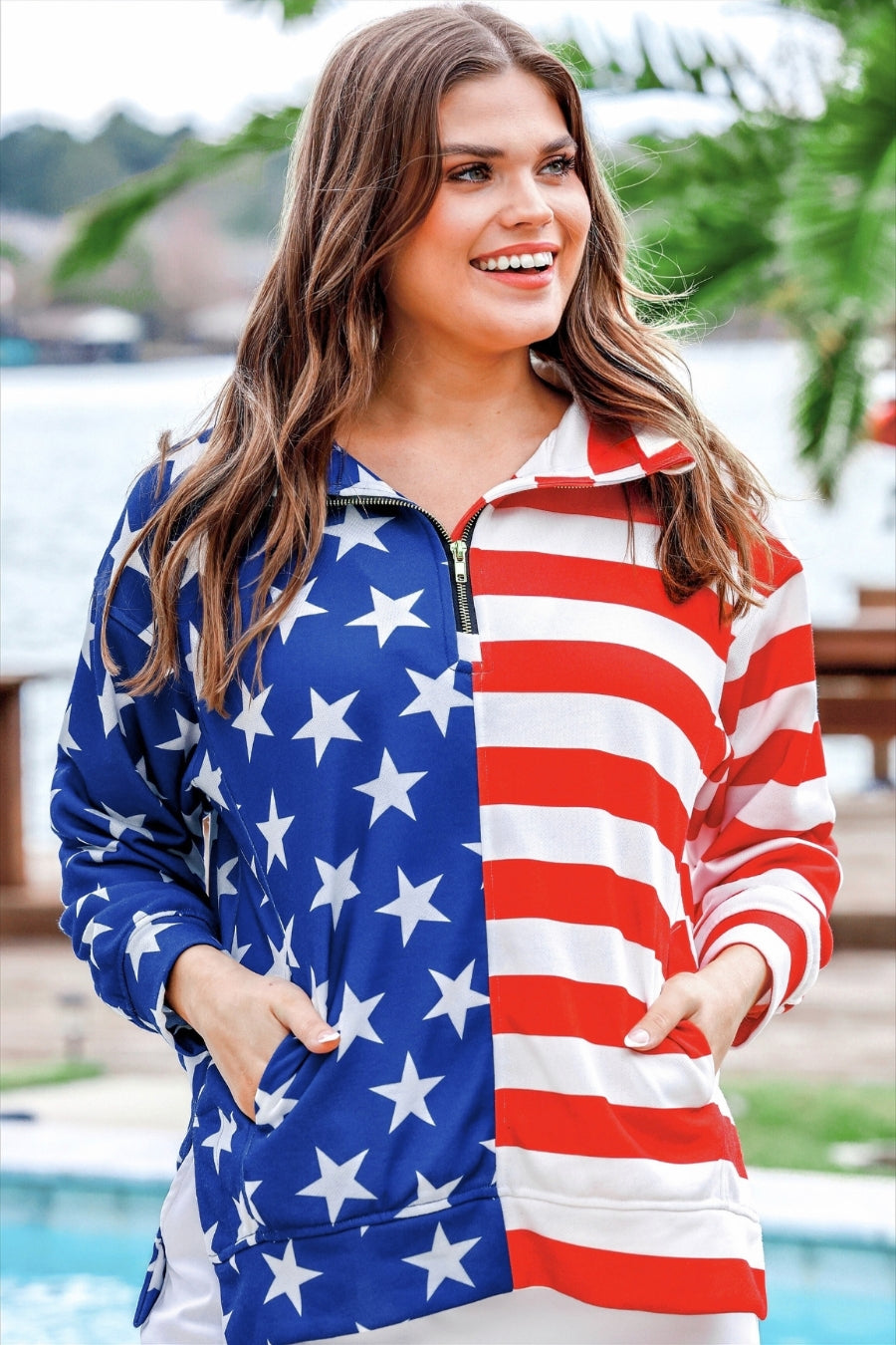 PREORDER- Stars and Stripes Quarter Zip Pullover - BFF Here