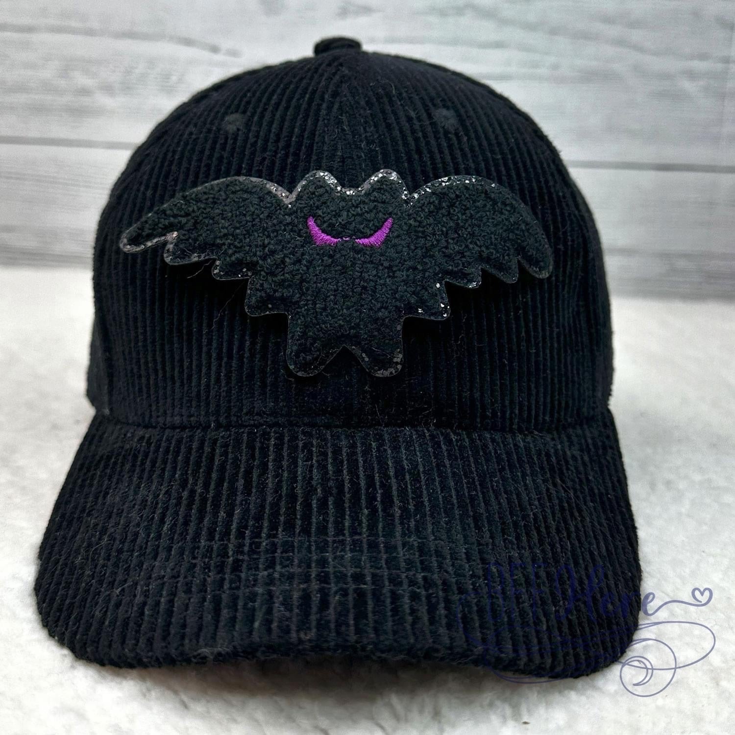 Hauntingly Chic: Halloween Corduroy Hat with Chenille Accent / Choice of Style - BFF Here