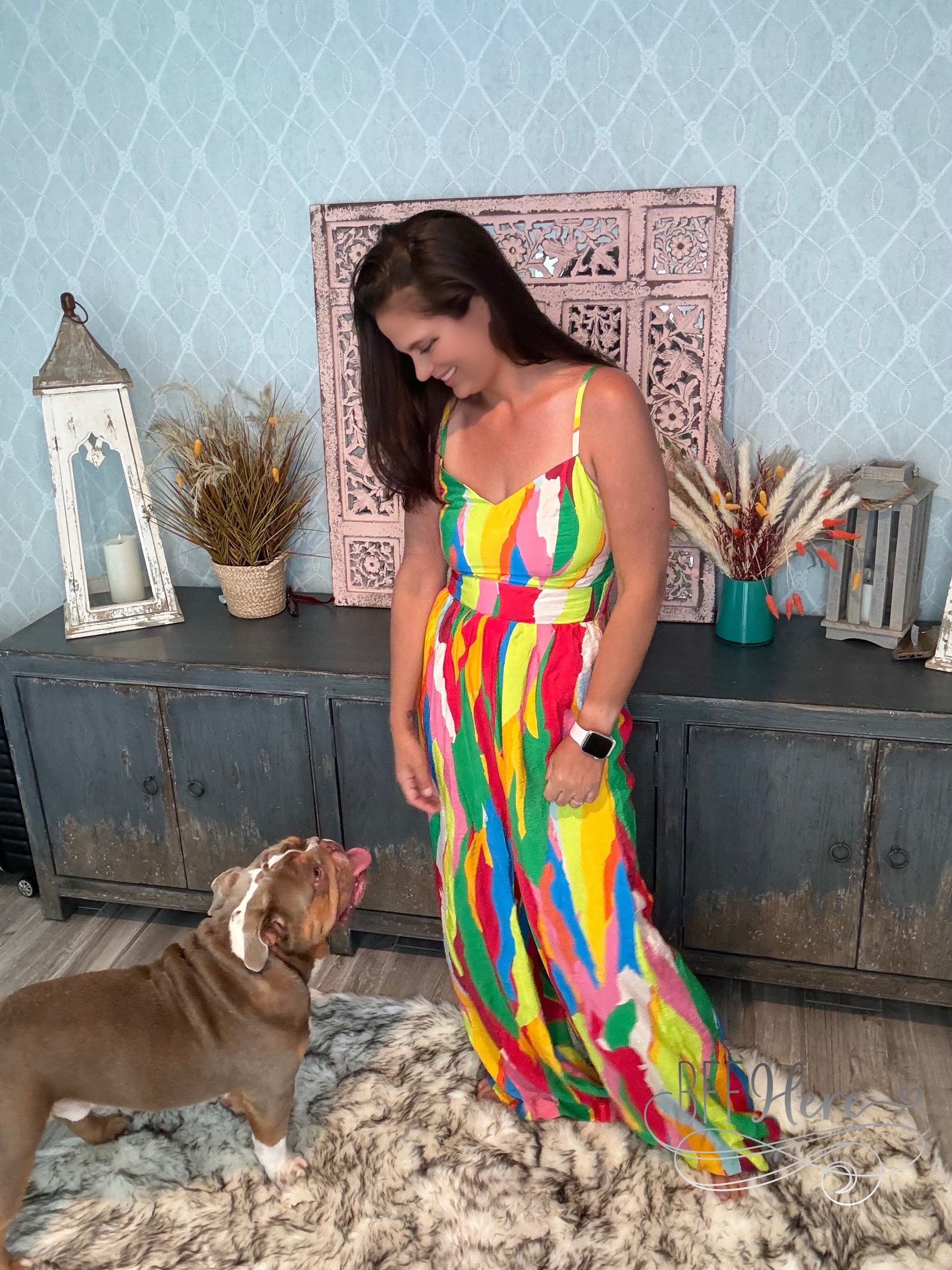 Rainbow Splash Spaghetti Strap Jumpsuit - BFF Here