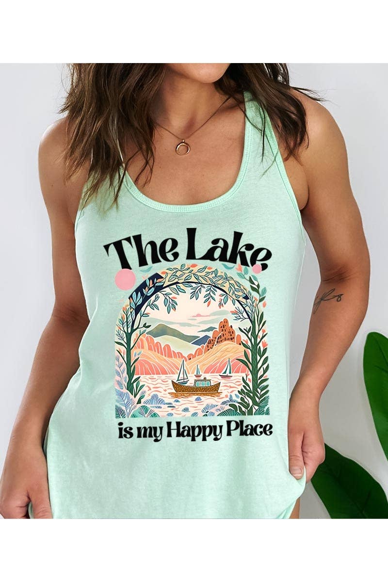 Lake Days & Happy Vibes 
Racerback Tank - BFF Here