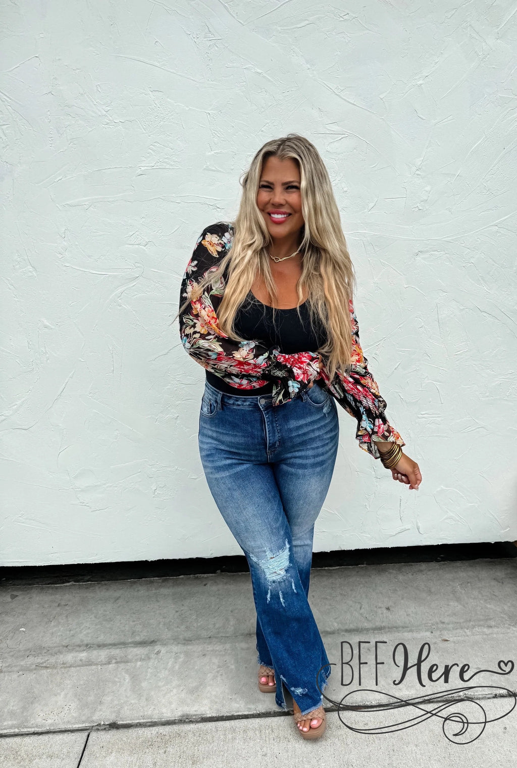 PREORDER: Petals & Poise: Floral Sleeve Bodysuit by Blakeley (Ships Middle of May) - BFF Here