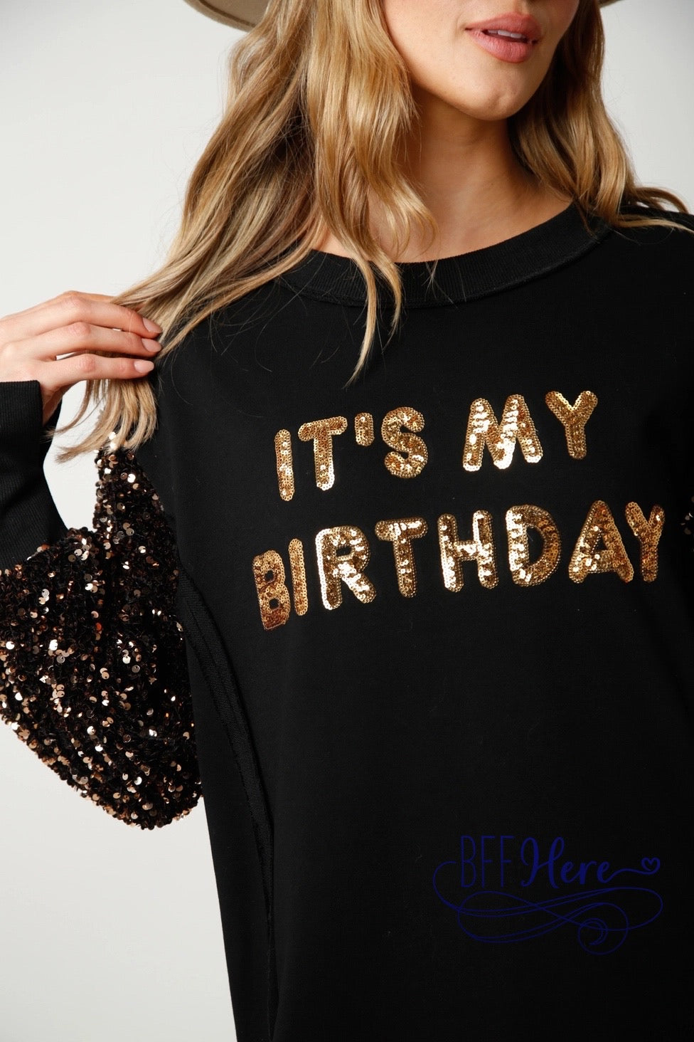Celebration Sparkle: 'It's My Birthday' Sequin Pullover / Choice of Color - BFF Here