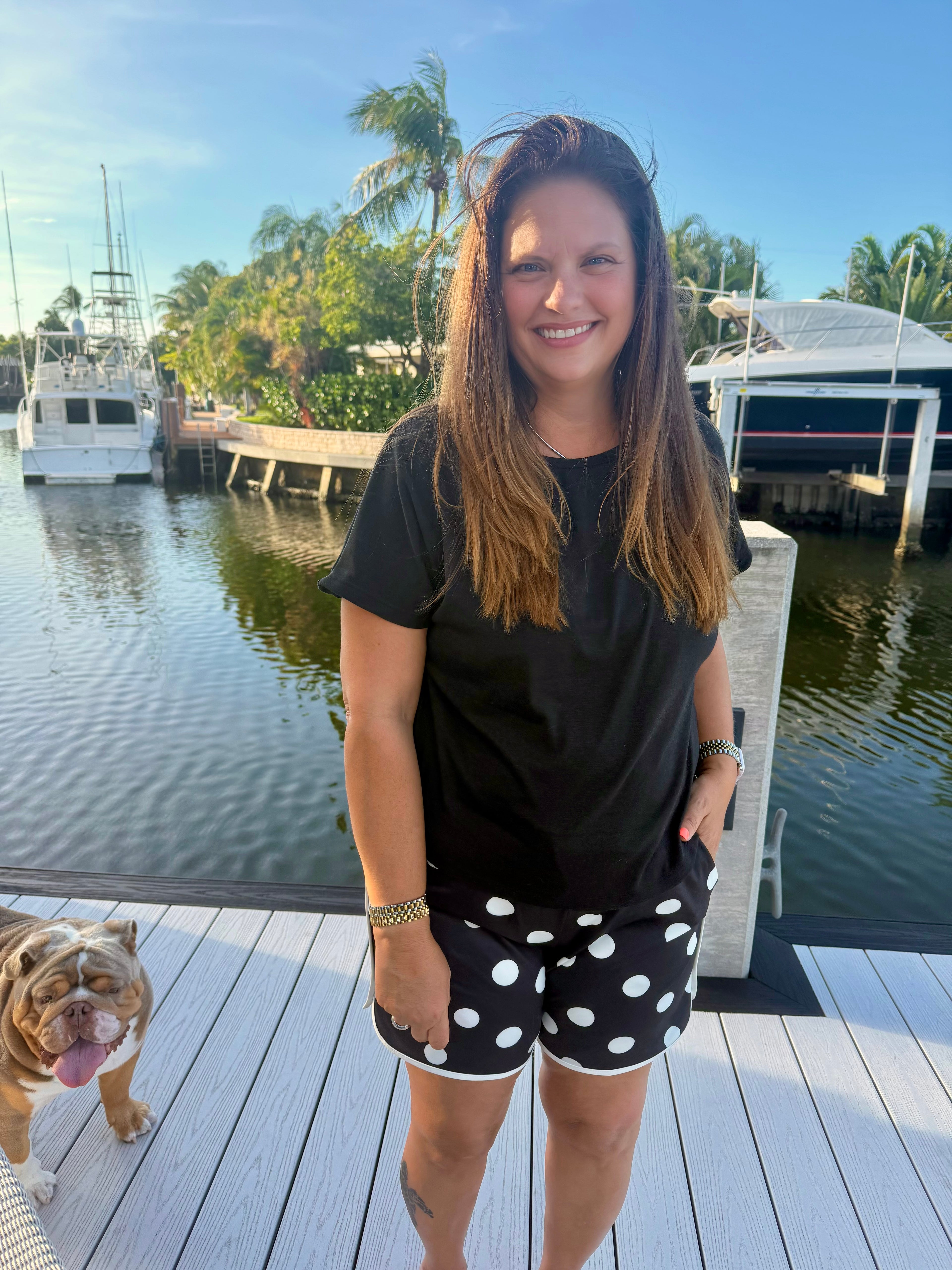 Polka Dot Posie Shorts - Long / Black by Sterling Kreek - BFF Here
