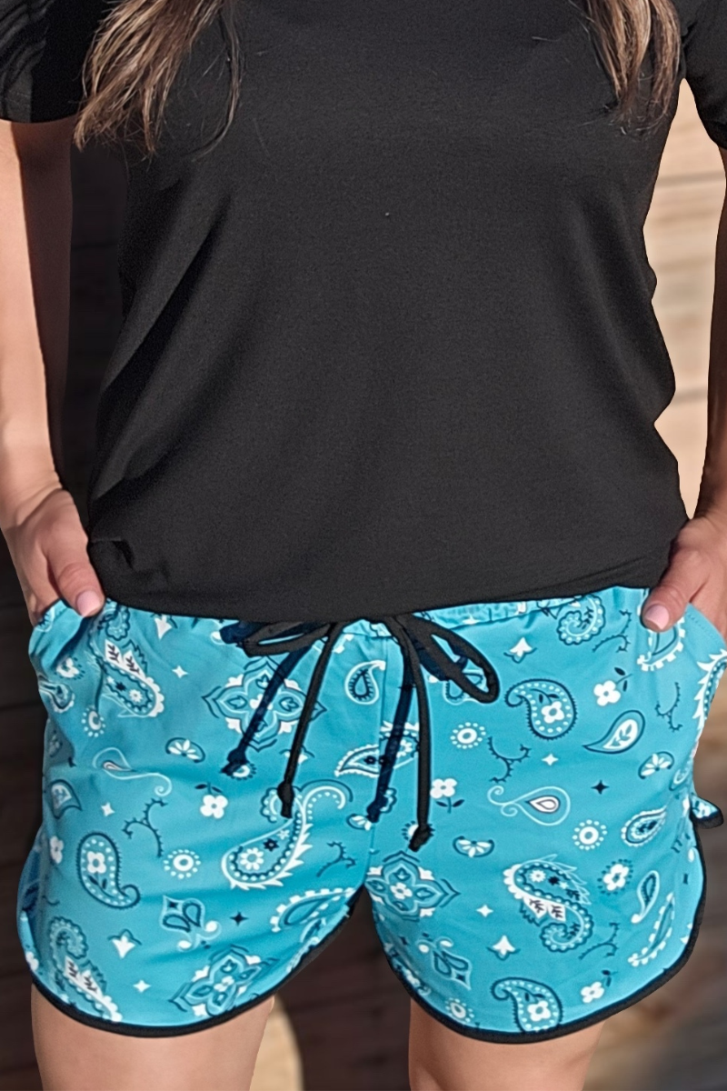 Bandana Babe Turquoise Shorts by Sterling Kreek - BFF Here