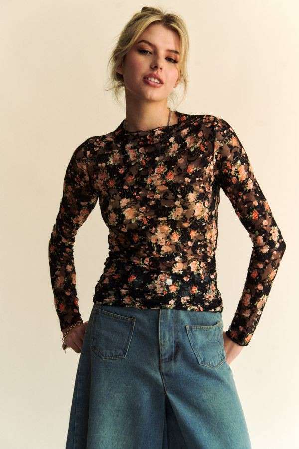 Vintage Floral Charm Mesh Top / Choice of Color - BFF Here