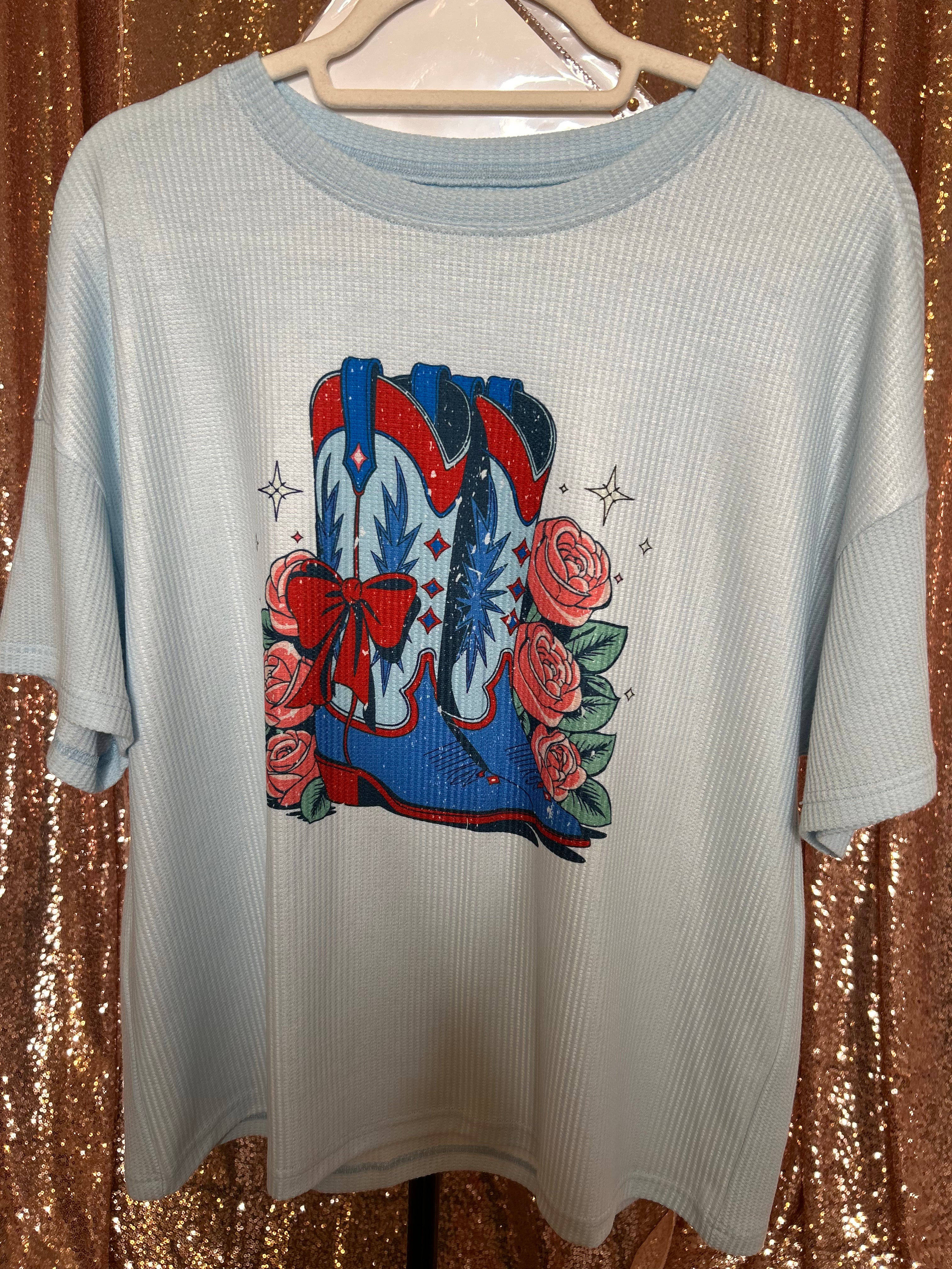 PREORDER: Patriotic Boots Waffle Tee by Jess Lea (Array) ETA: March