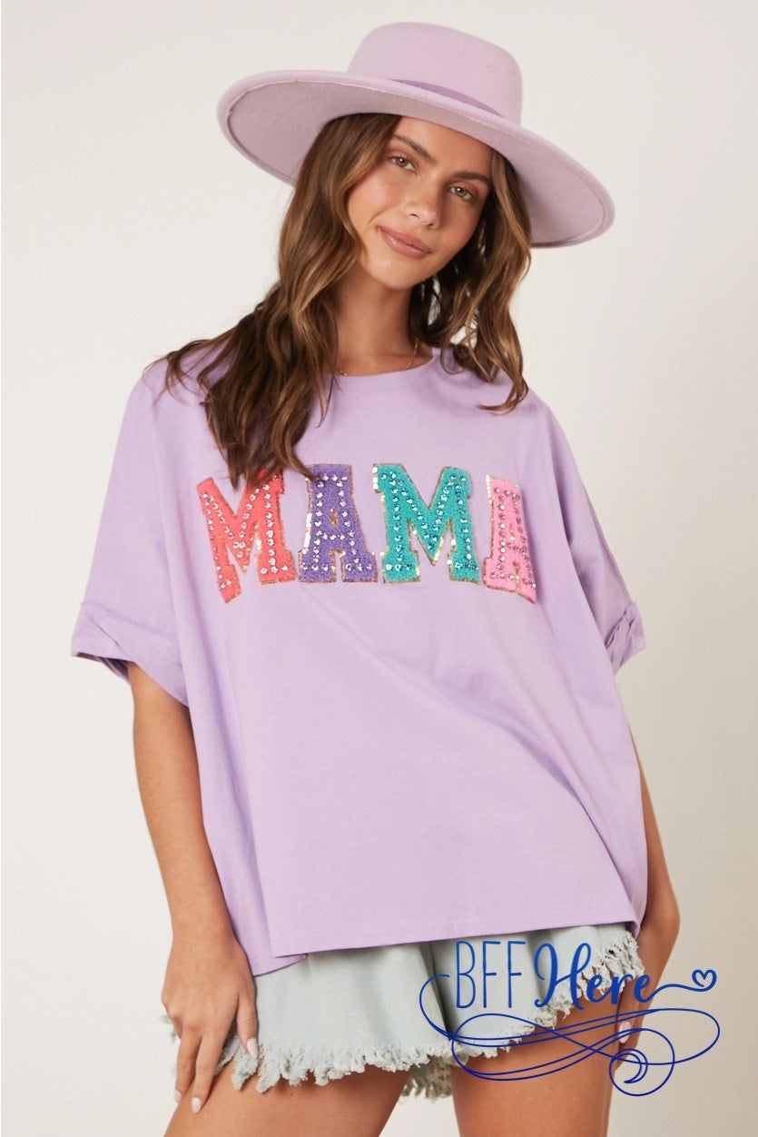 PREORDER: Sparkling Mama: Rhinestone Embellished Top / Choice of Color (Ships End of January) - BFF Here