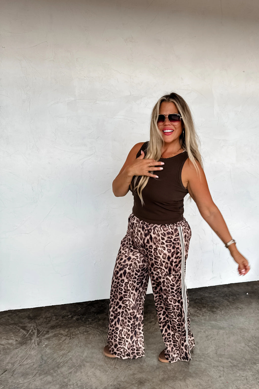 PREORDER: Haddie Silky Cheetah Wide Leg Pants by Blakeley (Beginning of October) - BFF Here