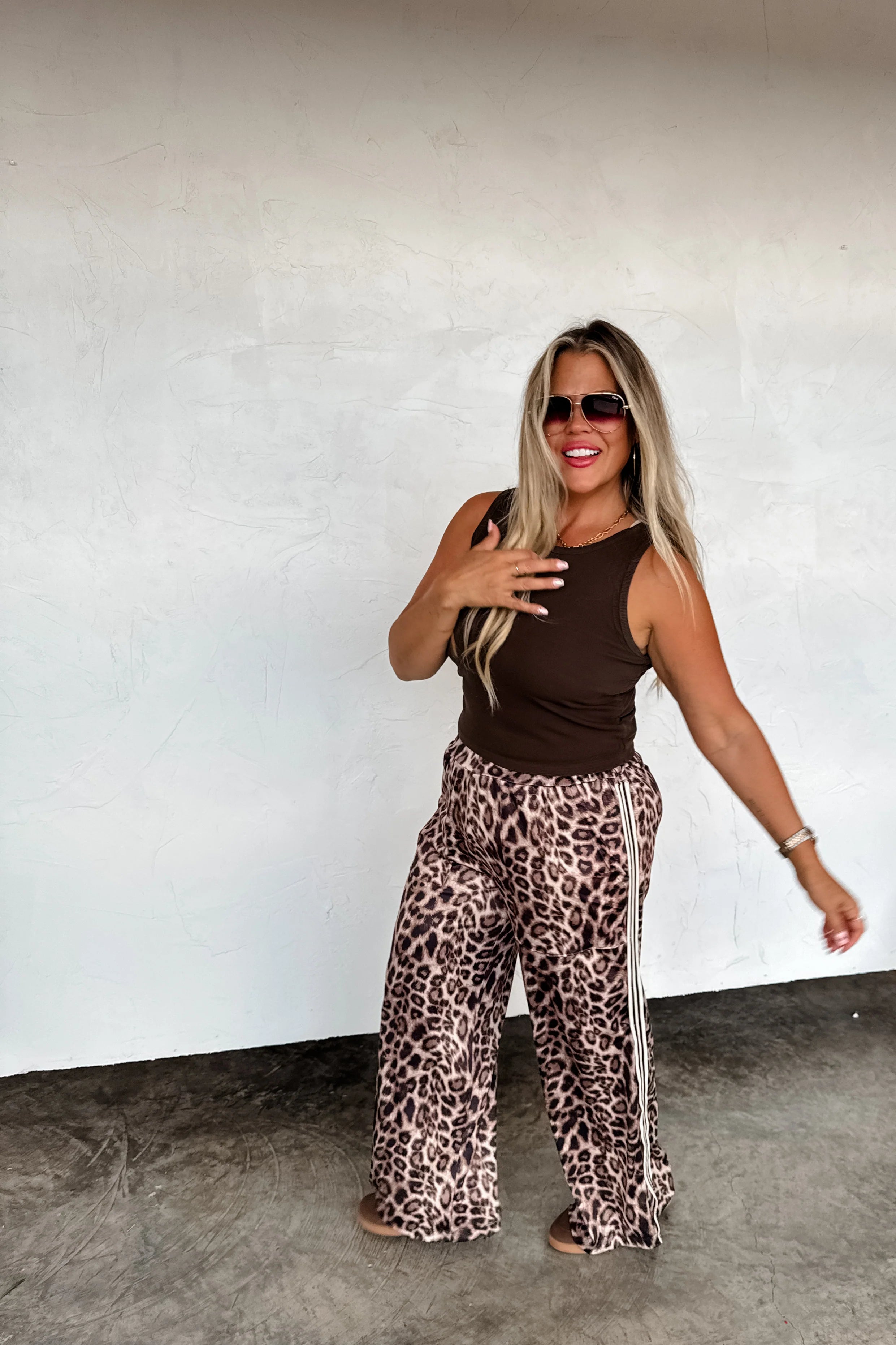 PREORDER: Haddie Silky Cheetah Wide Leg Pants by Blakeley (Beginning of October) - BFF Here