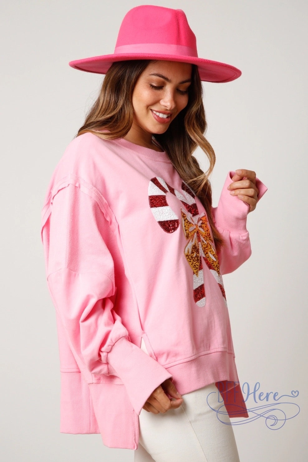 Holiday Twist: Candy Cane Sequin Sweatshirt - BFF Here