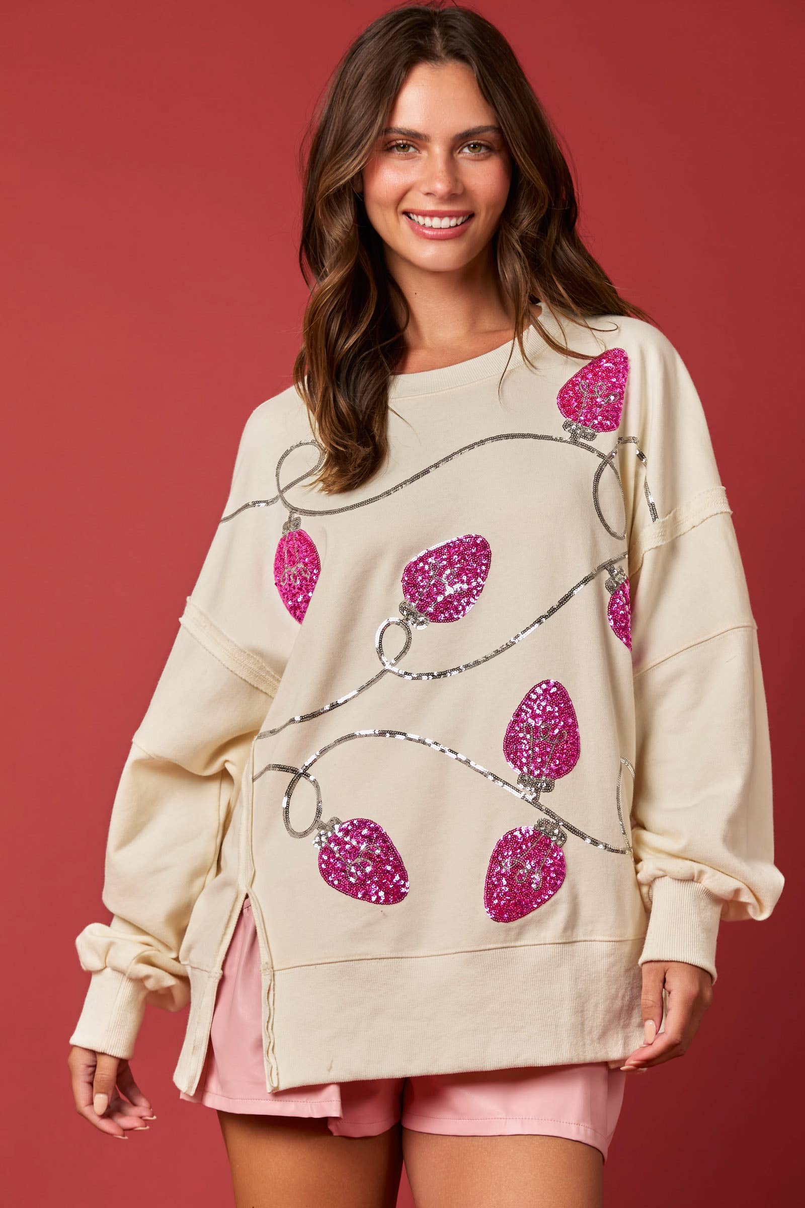 Festive Lights Sequin Sweatshirt / Choice of Color - BFF Here