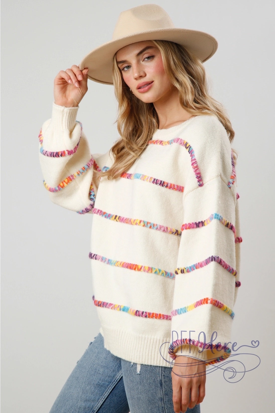 PREORDER: Spectrum of Style: Rainbow Stitch Stripe Sweater (Ships Beginning of November) - BFF Here