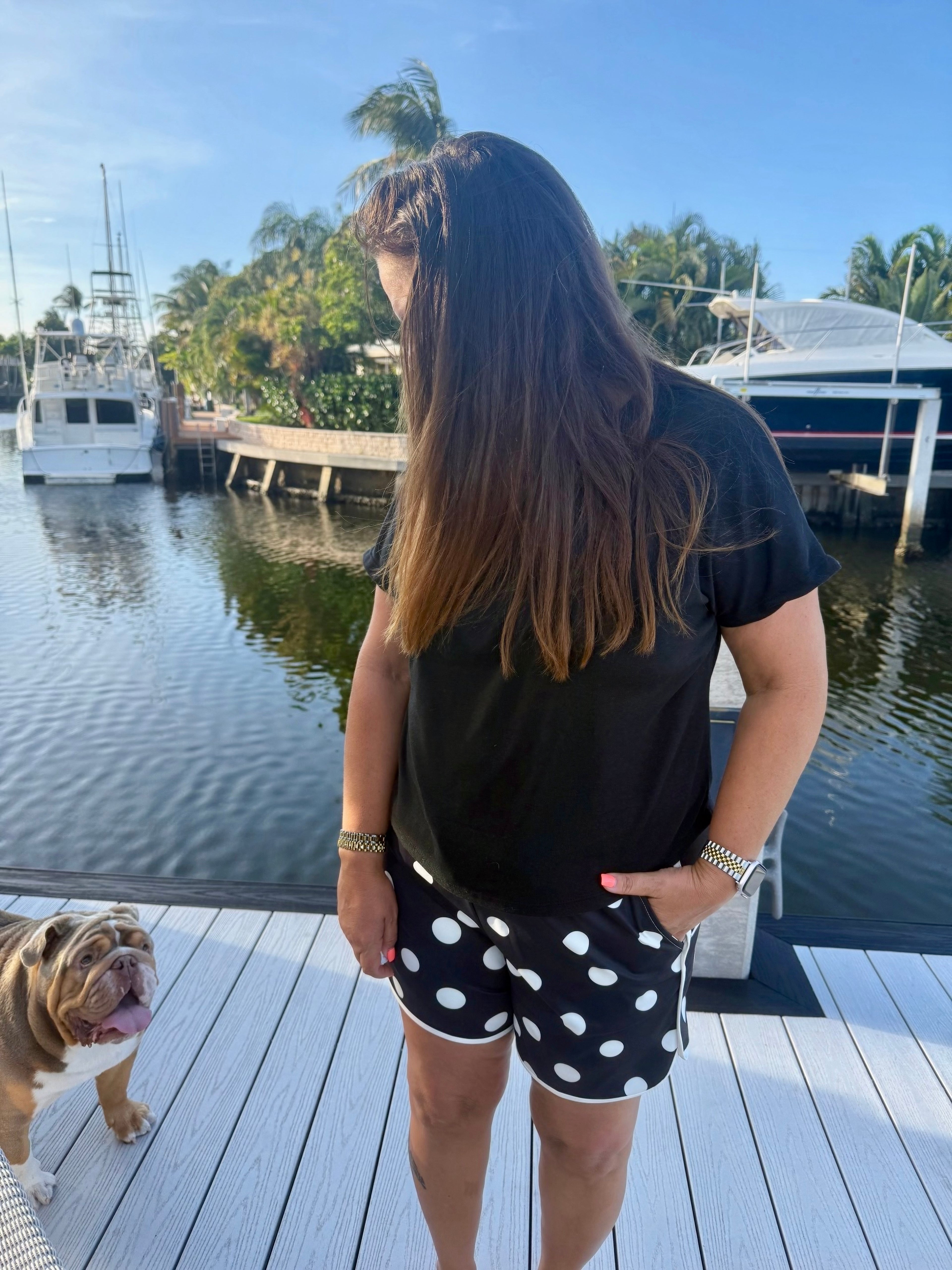 Polka Dot Posie Shorts - Long / Black by Sterling Kreek - BFF Here