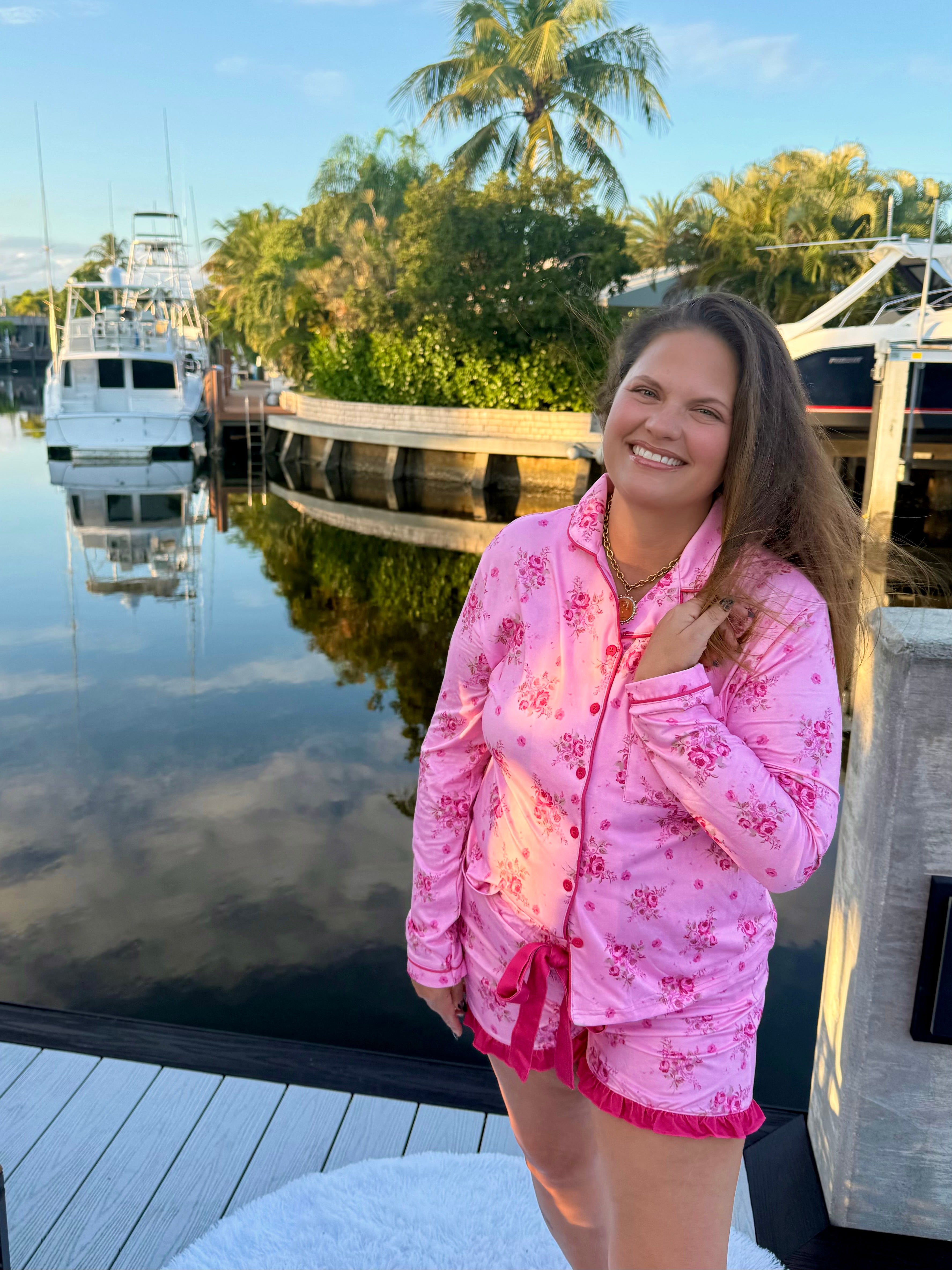 Blushing Blooms Ruffle Pajama Set by Jess Lea - BFF Here