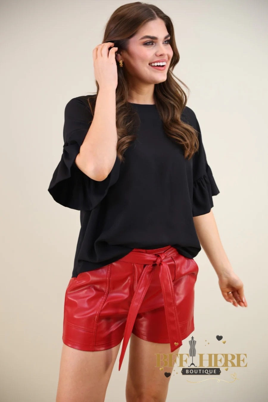 New York Minute Faux Leather Shorts / Red by Jess Lea