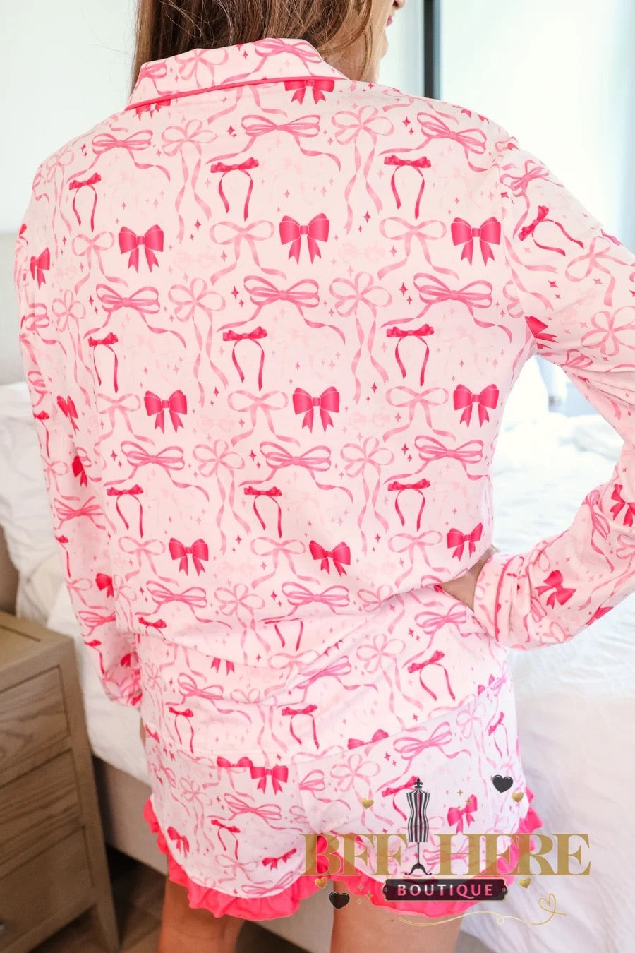 Bonita Bow Ruffle Pajama Set - BFF Here
