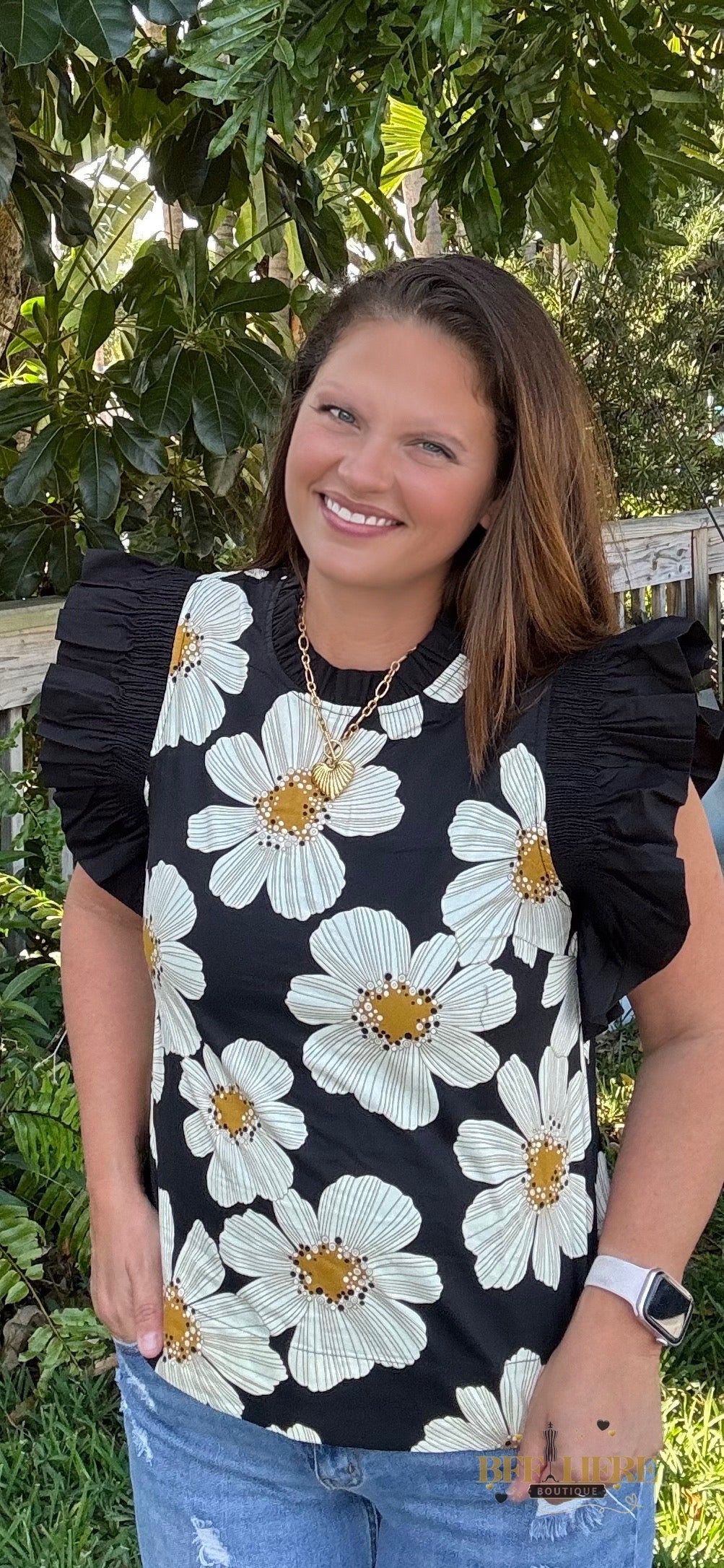 Madeline Ruffle Sleeve Top - BFF Here