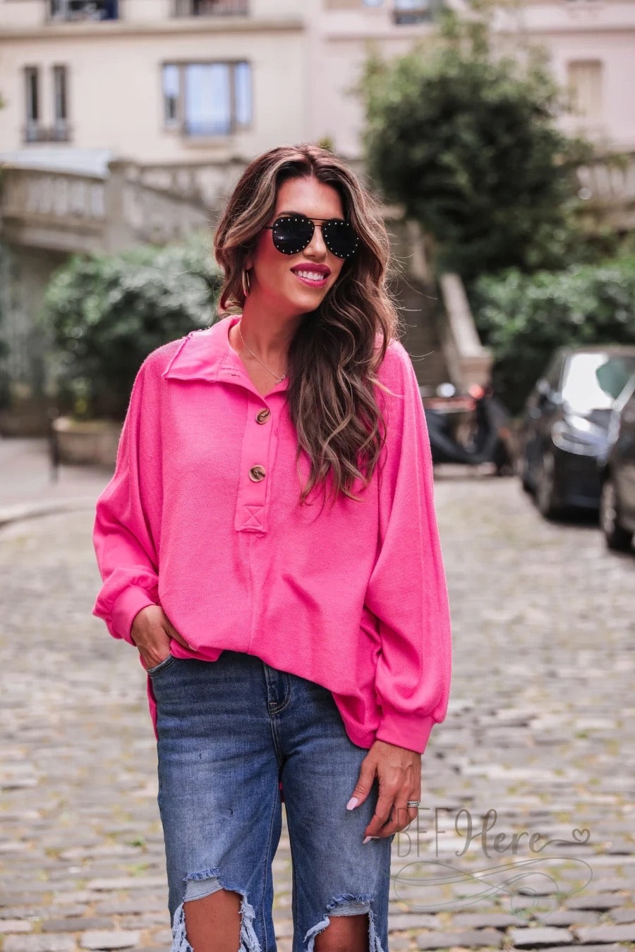 Harper Button Top / Choice of Color - BFF Here