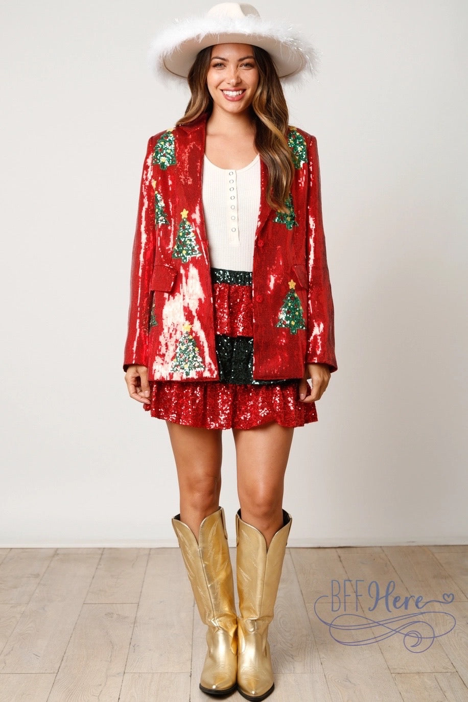 Yuletide Glam: Sequined Christmas Tree Blazer - BFF Here