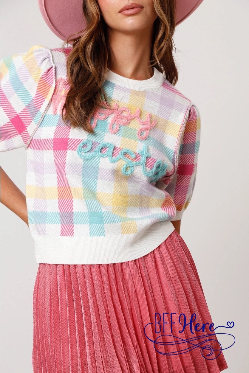 Egg-stra Cozy Gingham Easter Sweater - BFF Here