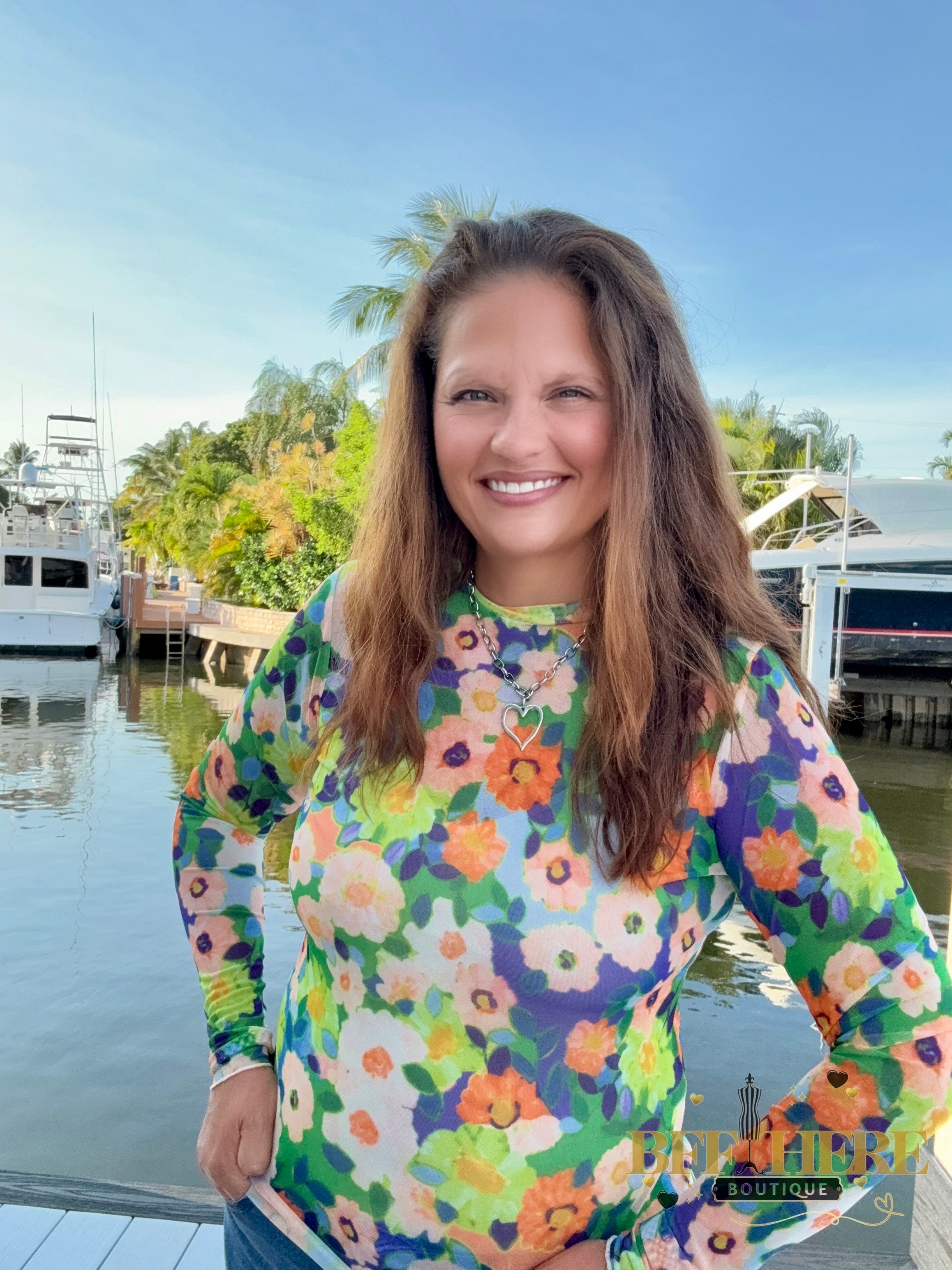 Bloom Brightly Floral Mesh Top - BFF Here