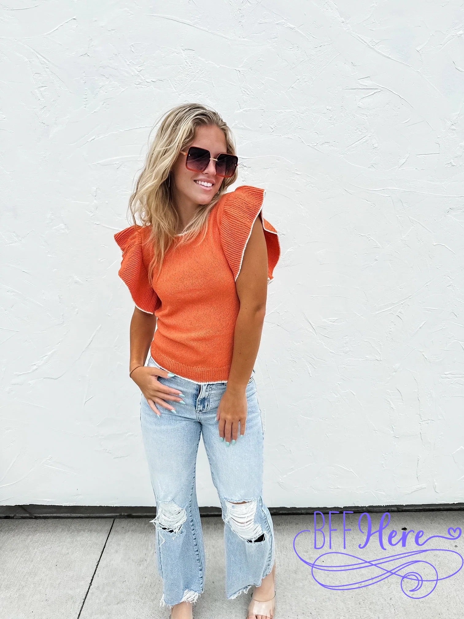 PREORDER: Chic Frills: Ruffle Sleeve Knit Top / Choice of Color by Jodifl (Ships Beginning of April) - BFF Here