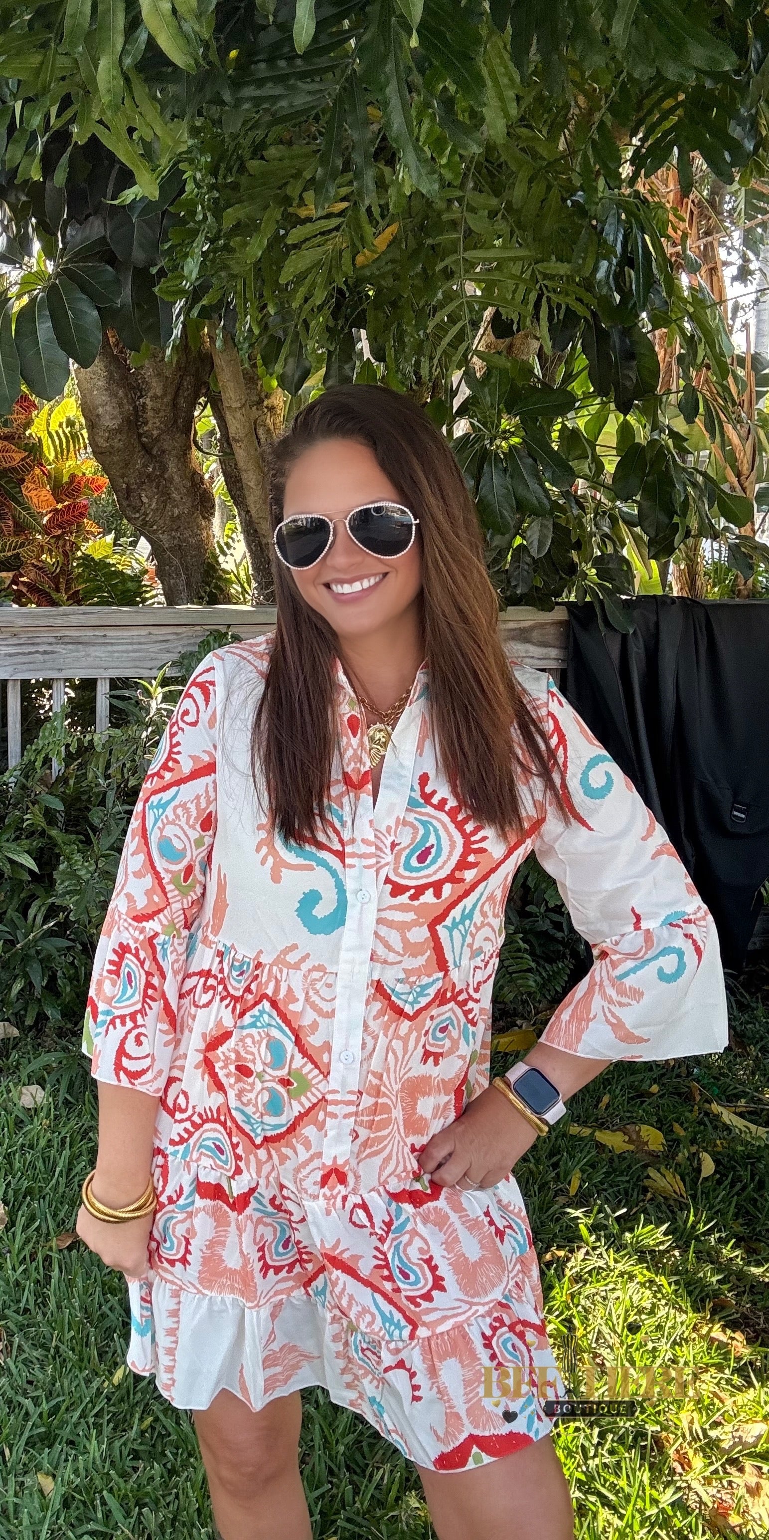 Sunset Swirl Button Dress - BFF Here